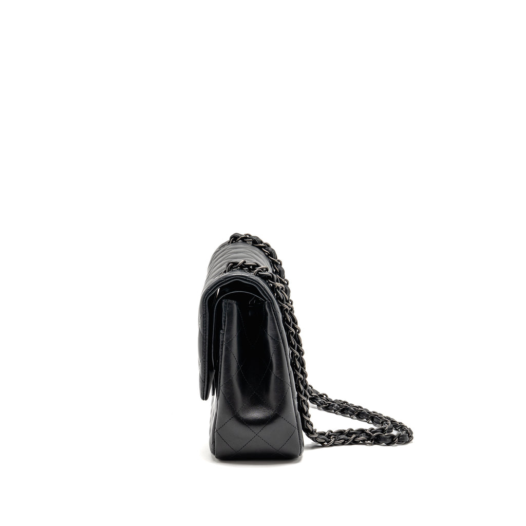 CHANEL JUMBO CLASSIC DOUBLE FLAP BAG LAMBSKIN SO BLACK