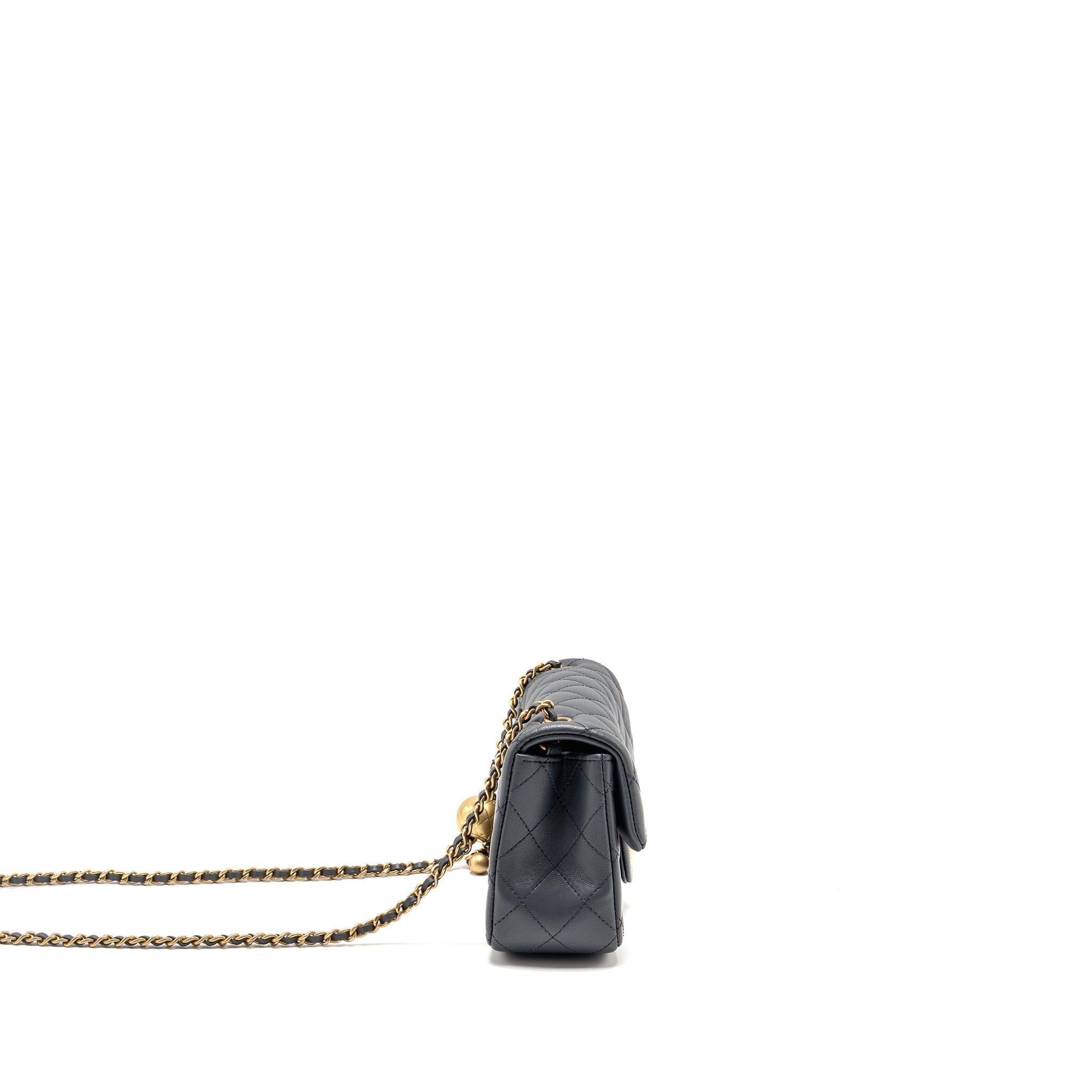 CHANEL 23K PEARL CRUSH MINI RECTANGULAR FLAP BAG DARK GREY GHW (MICROCHIP)