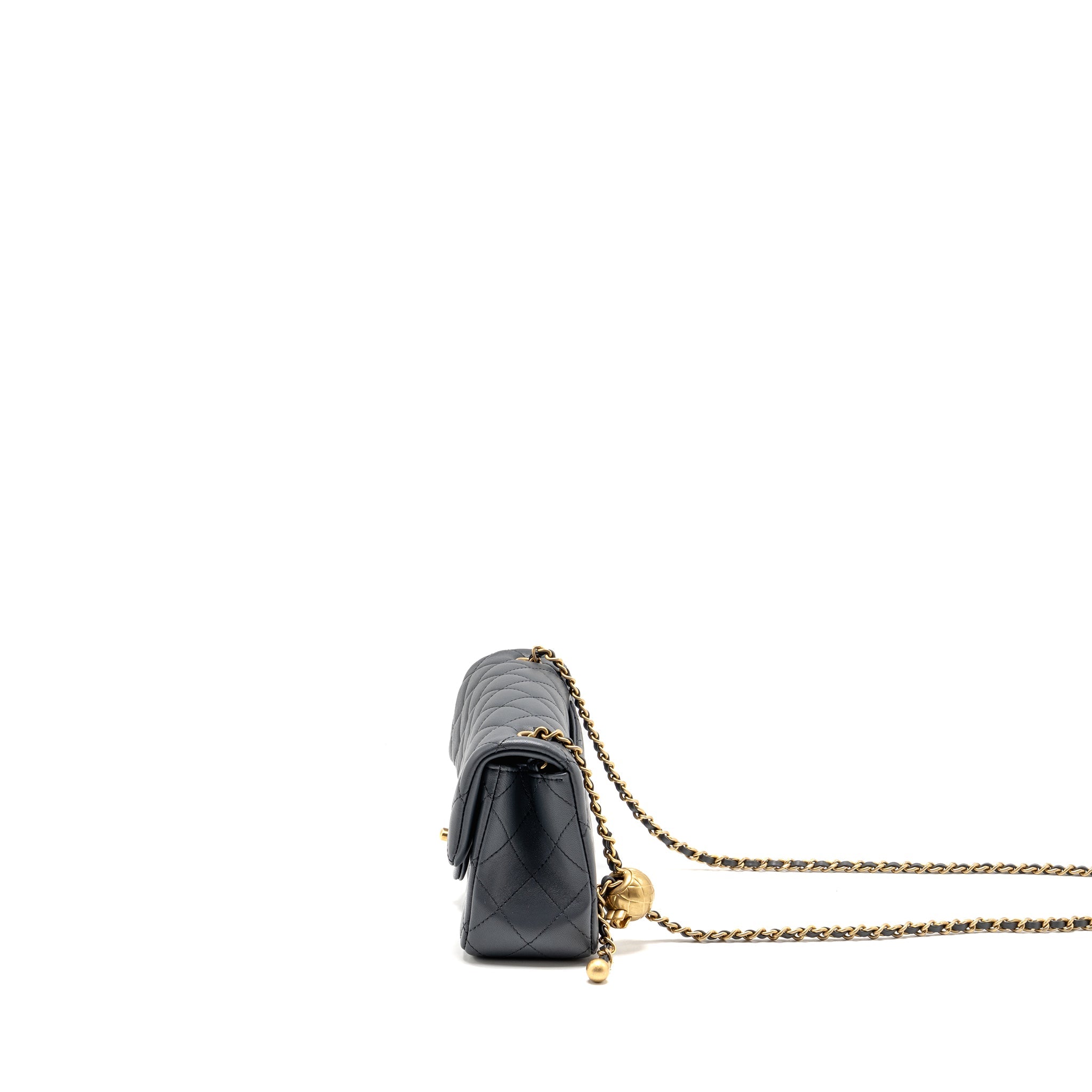CHANEL 23K PEARL CRUSH MINI RECTANGULAR FLAP BAG DARK GREY GHW (MICROCHIP)