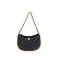 CHANEL 23B ROUND HOBO SHOULDER BAG LAMBSKIN BLACK GHW (MICROCHIP)