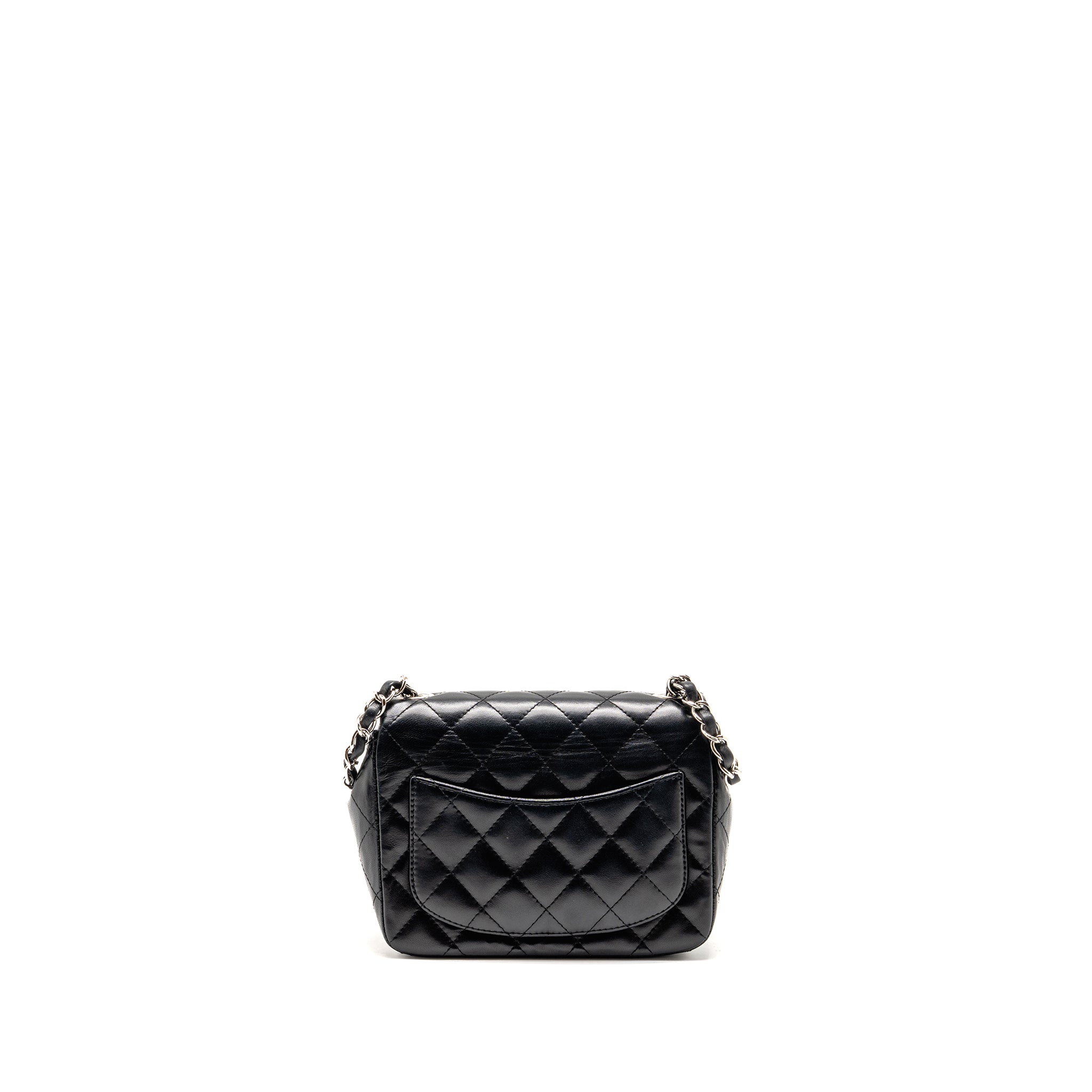 CHANEL CLASSIC MINI SQUARE FLAP BAG LAMBSKIN BLACK SHW