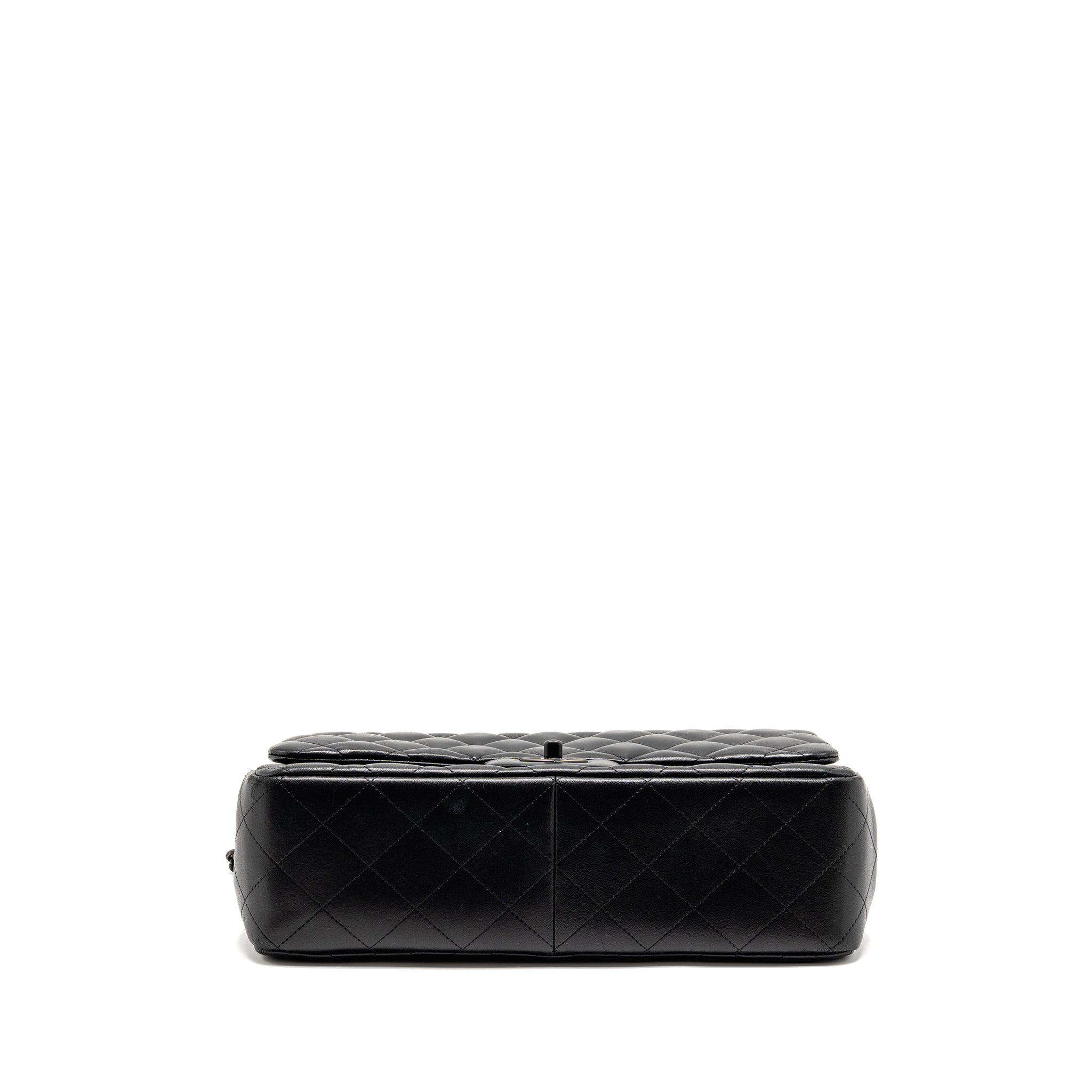 CHANEL JUMBO CLASSIC DOUBLE FLAP BAG LAMBSKIN SO BLACK