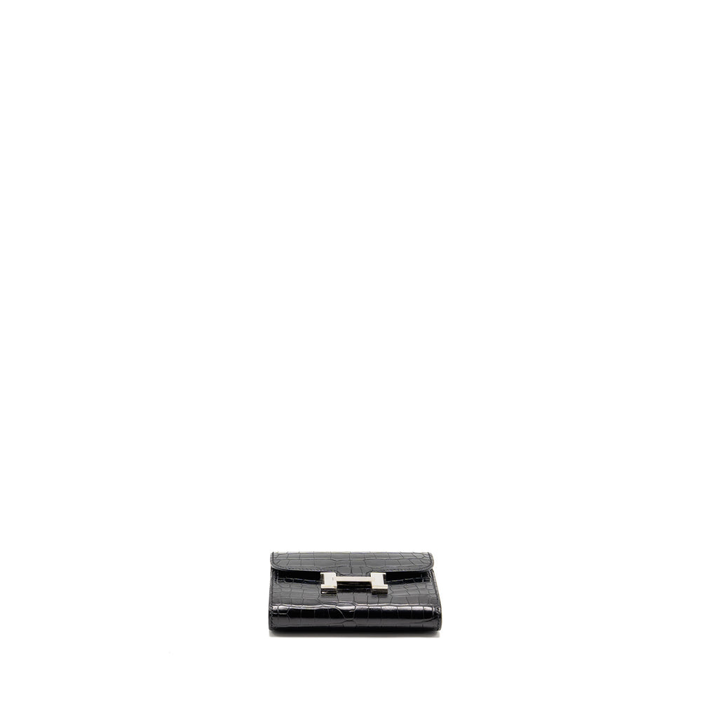 HERMES CONSTANCE WALLET ALLIGATOR MISSISSIPPIENSIS BLACK SHW