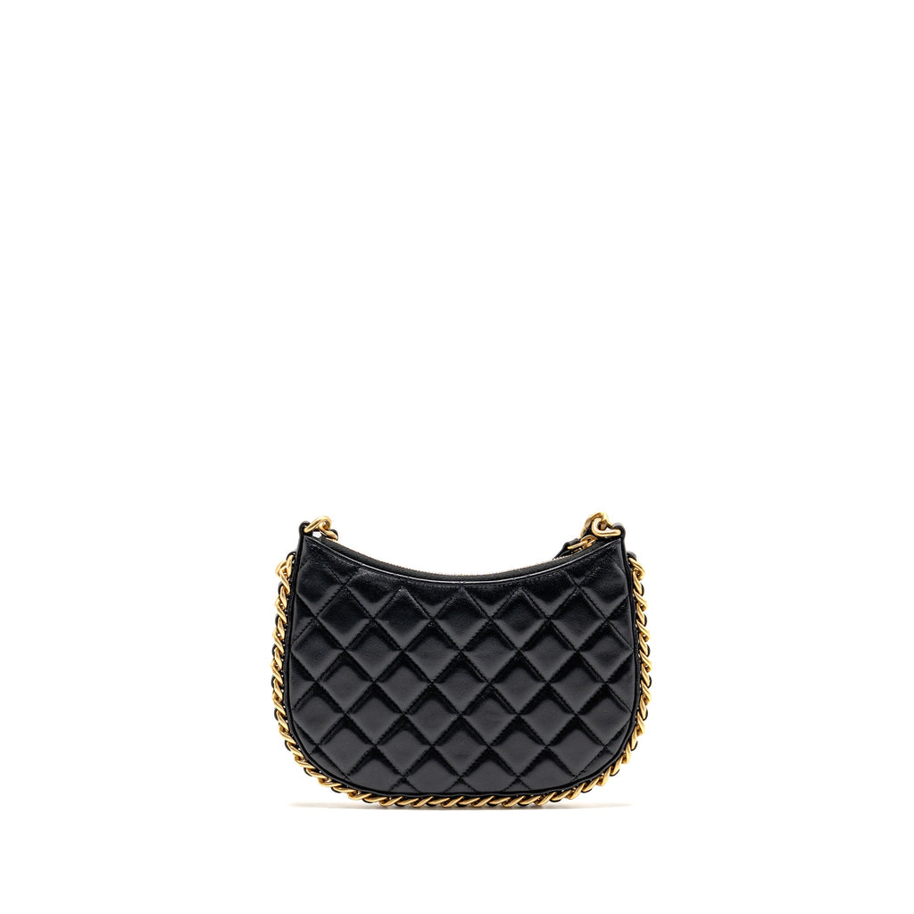 CHANEL 23B ROUND HOBO SHOULDER BAG LAMBSKIN BLACK GHW (MICROCHIP)