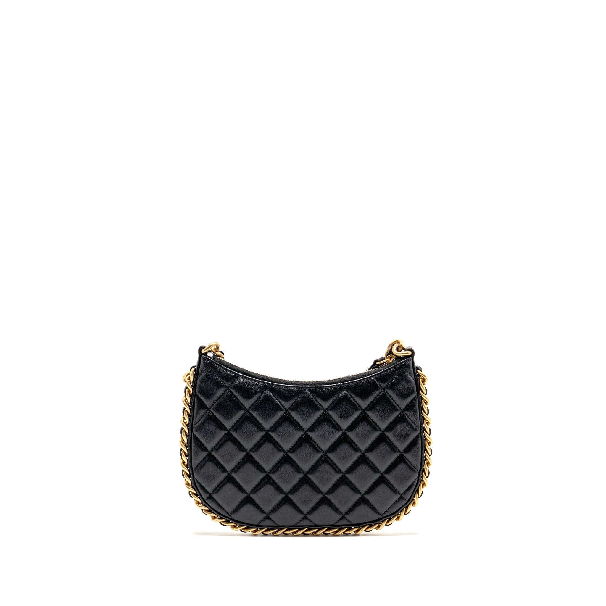 CHANEL 23B ROUND HOBO SHOULDER BAG LAMBSKIN BLACK GHW (MICROCHIP)