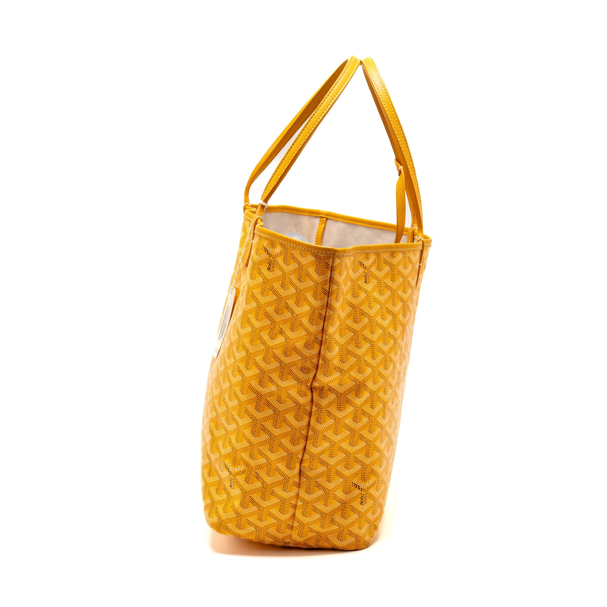 GOYARD SAINT LOUIS PM TOTE BAG GOYARDINE CANVAS/CALFSKIN LEATHER YELLOW SHW