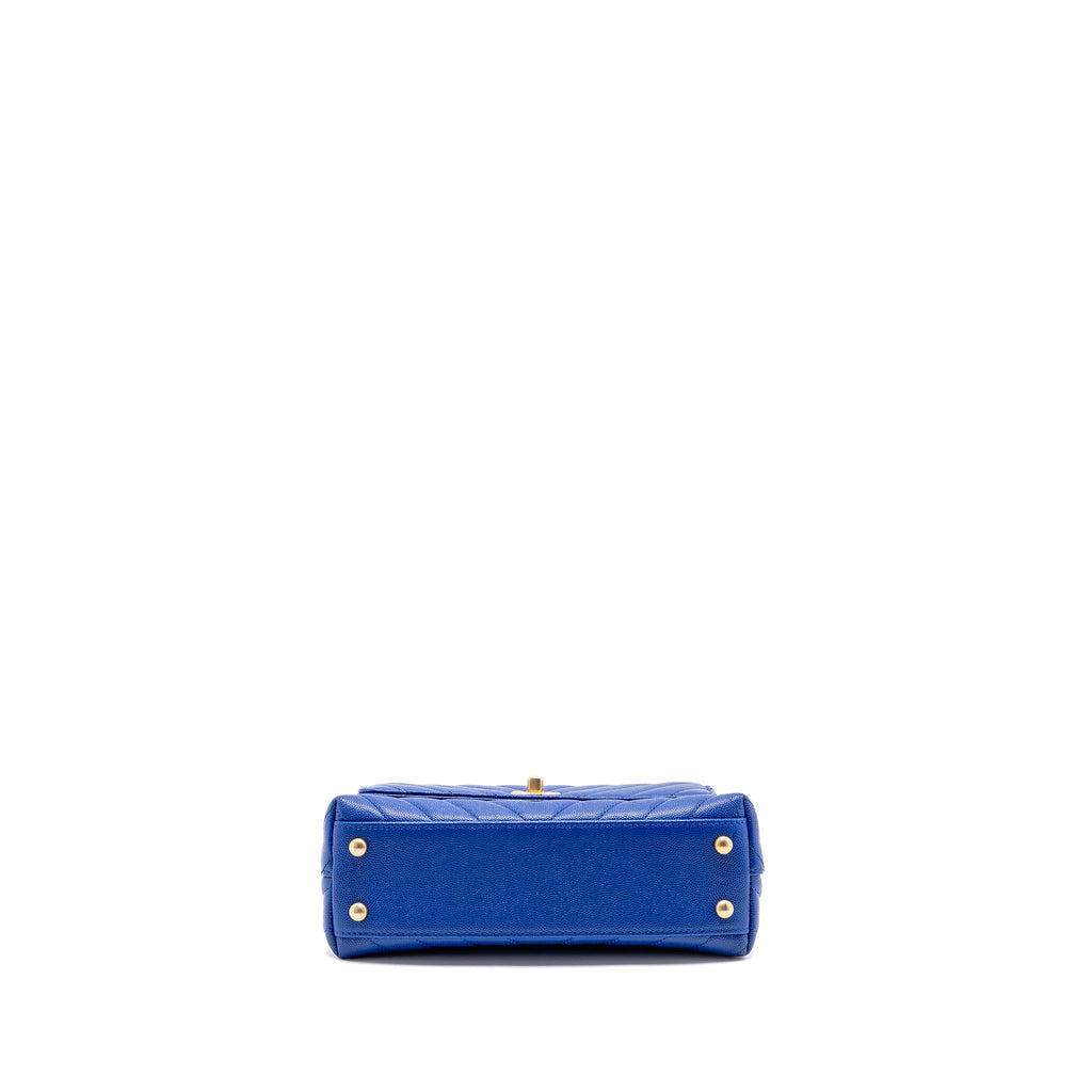 CHANEL SMALL COCO HANDLE CHEVRON CAVIAR BLUE GHW