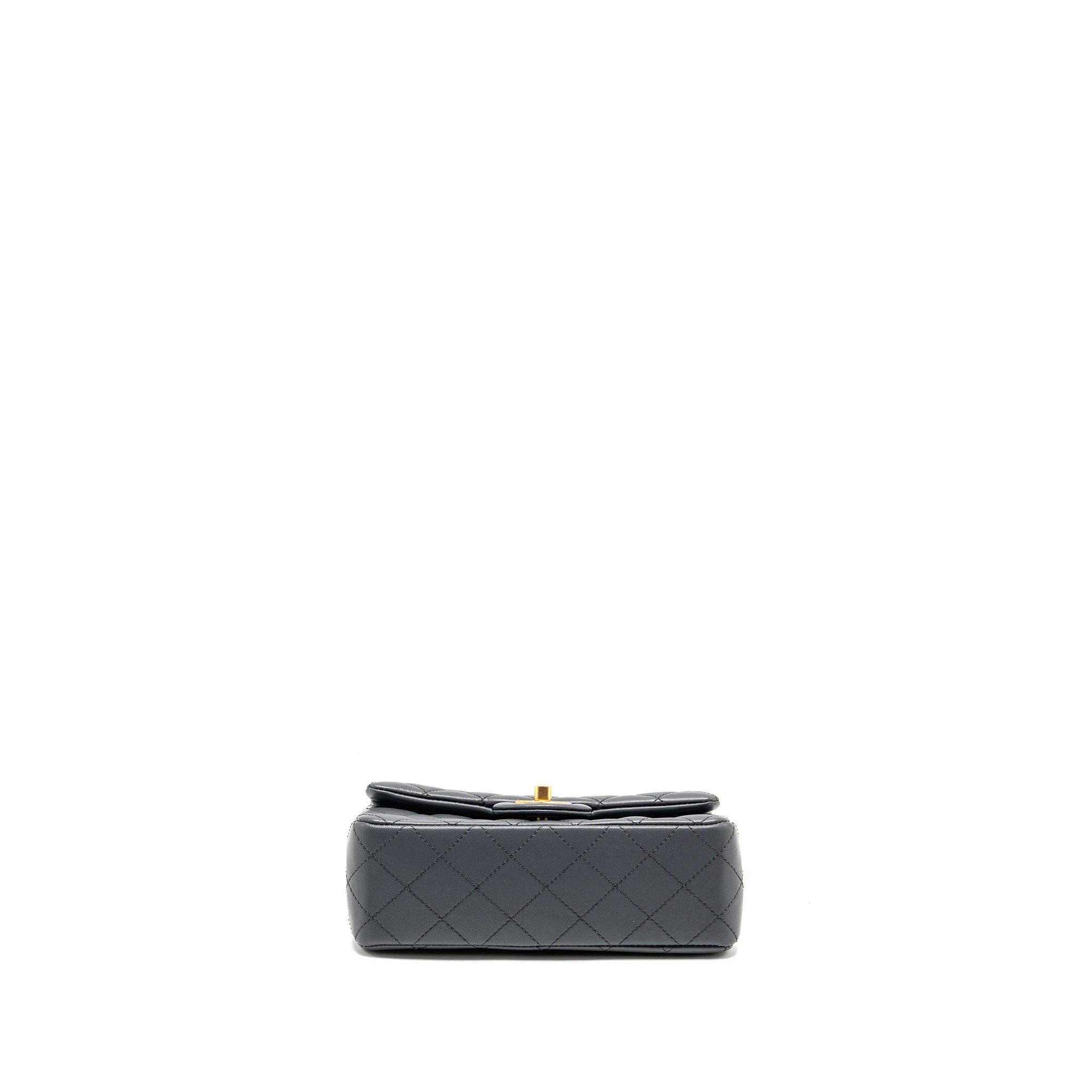 CHANEL 23K PEARL CRUSH MINI RECTANGULAR FLAP BAG DARK GREY GHW (MICROCHIP)