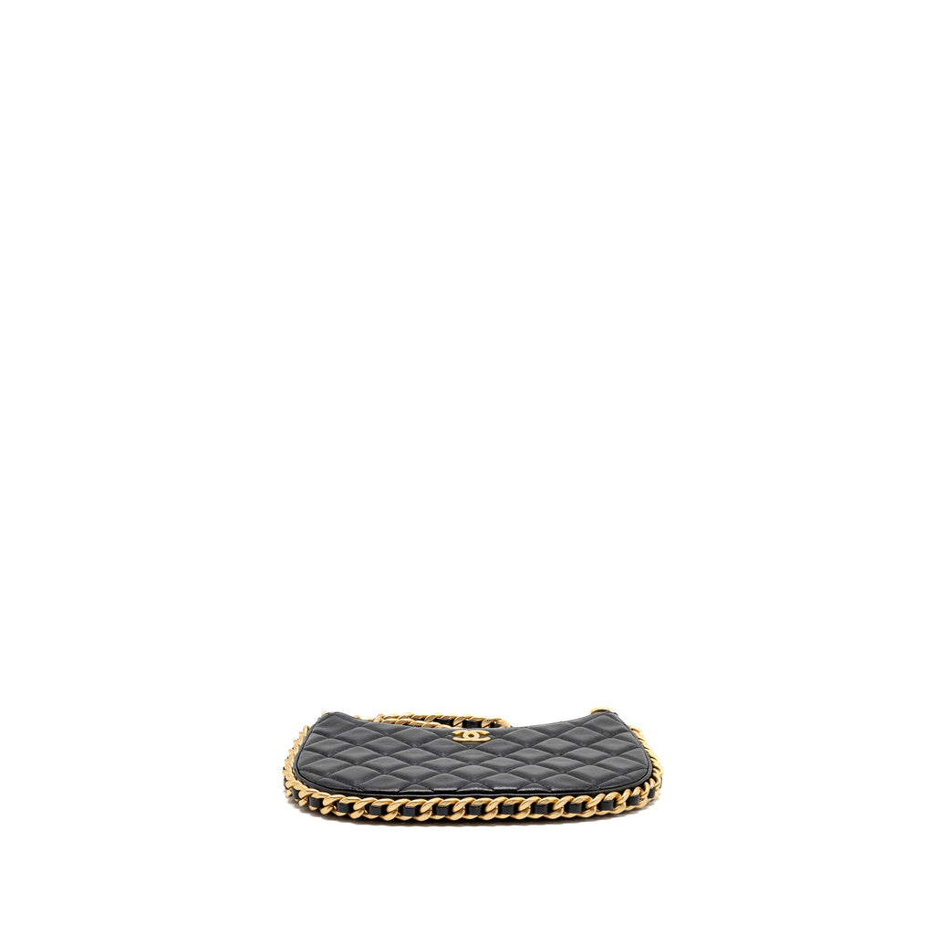 CHANEL 23B ROUND HOBO SHOULDER BAG LAMBSKIN BLACK GHW (MICROCHIP)