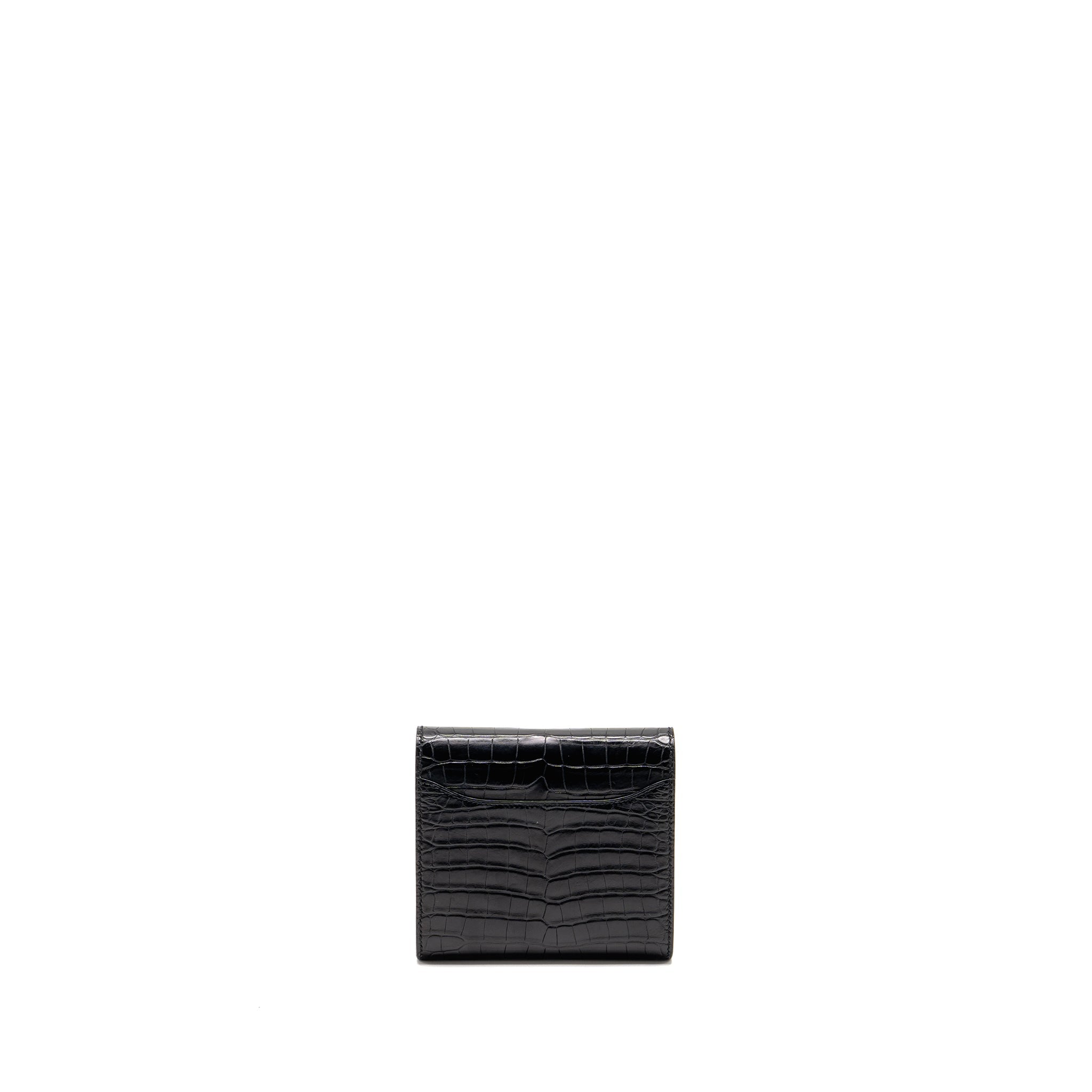 HERMES CONSTANCE WALLET ALLIGATOR MISSISSIPPIENSIS BLACK SHW