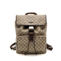 GUCCI SINGLE BUCKLE BACKPACK GG SUPREME CANVAS BROWN SHW
