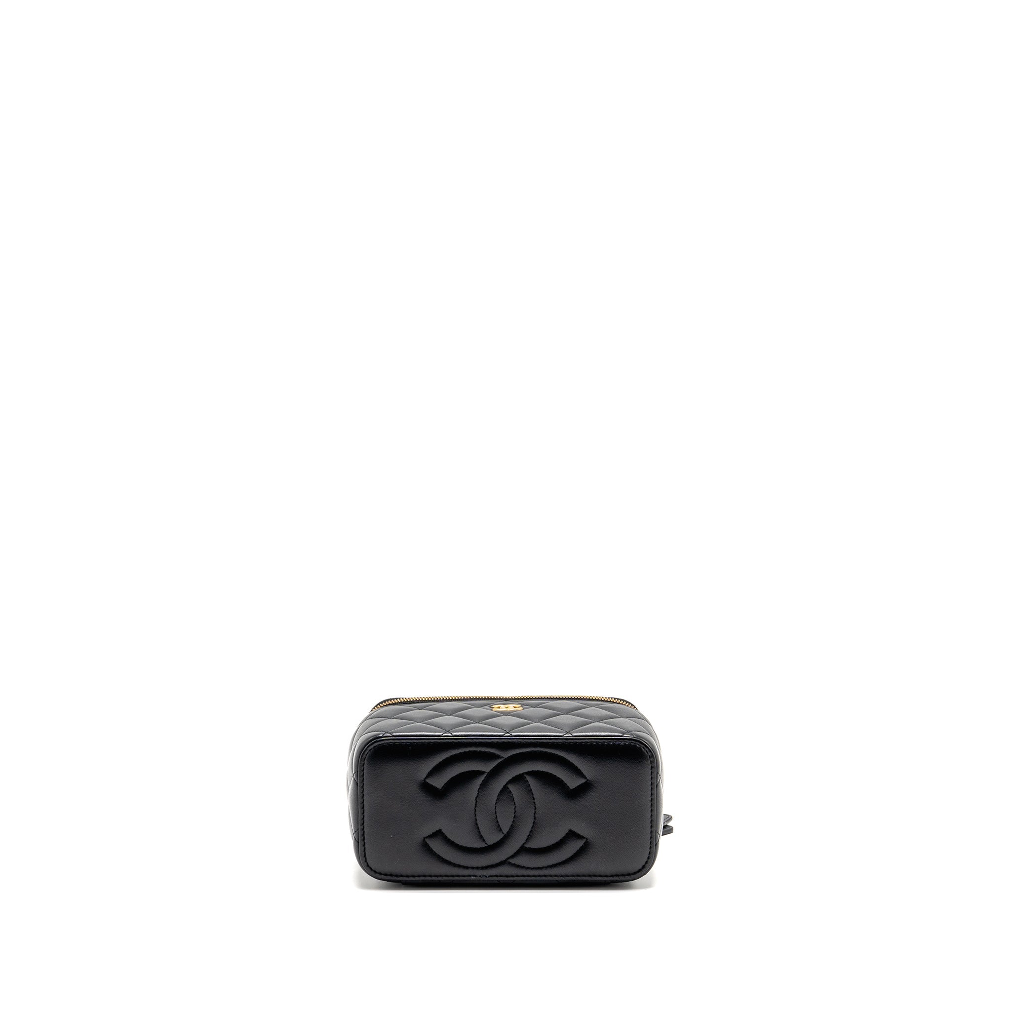 CHANEL LONG VANITY WITH COCO CHARM CHAIN LAMBSKIN BLACK GHW (MICROCHIP)
