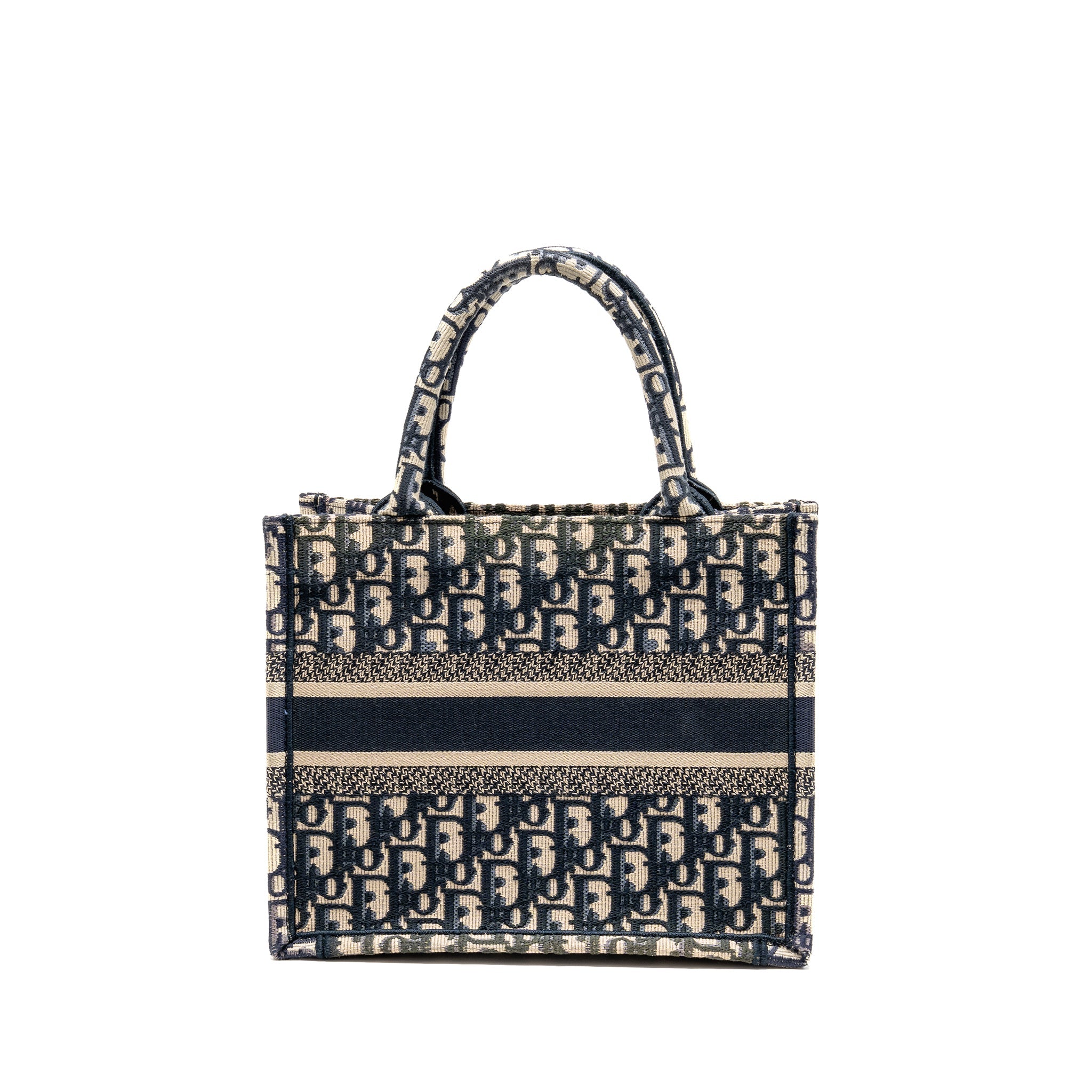 DIOR SMALL BOOK TOTE BLUE/ECRU DIOR OBLIQUE EMBROIDRY