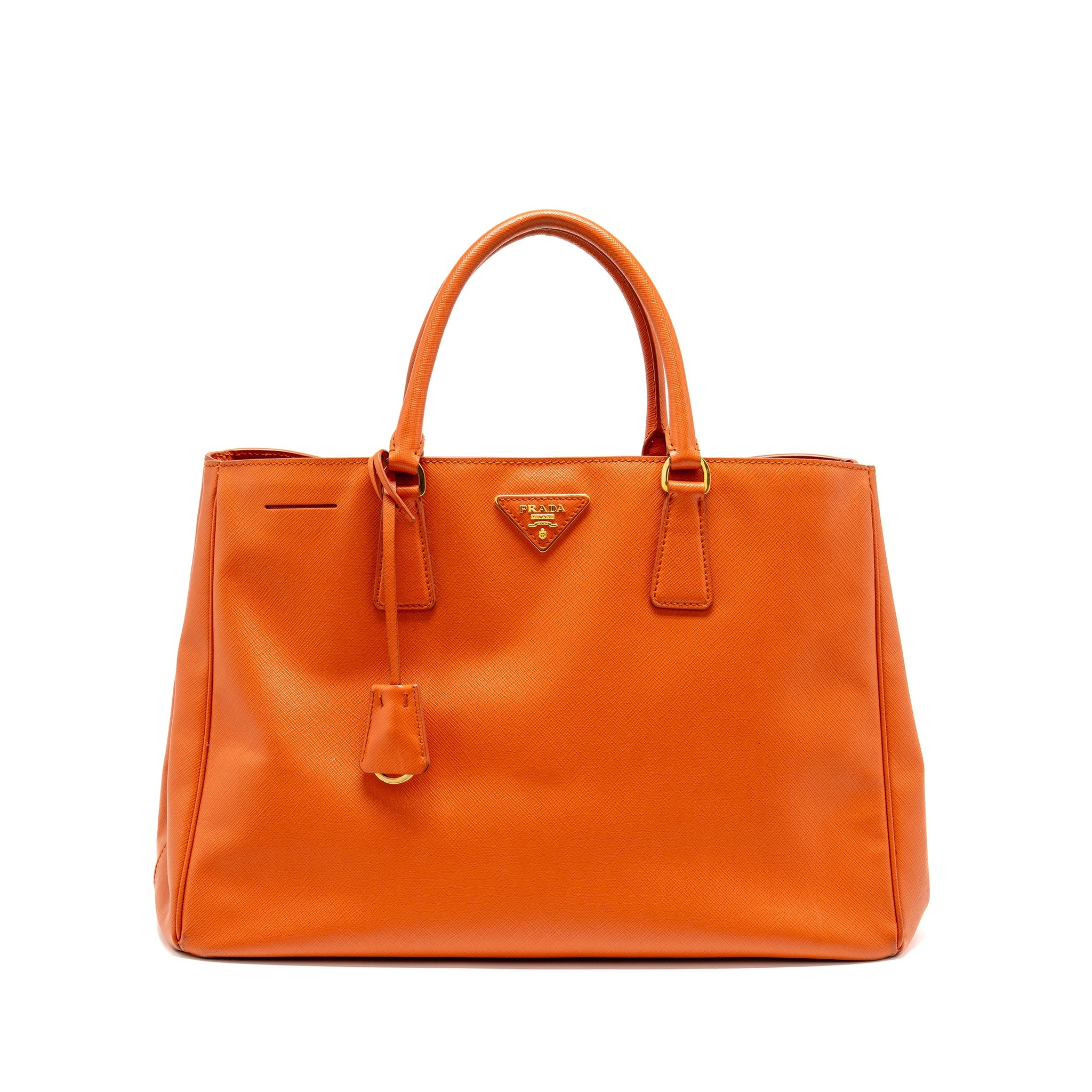 PRADA LARGE SAFFIANO TOTE BAG LEATHER ORANGE GHW