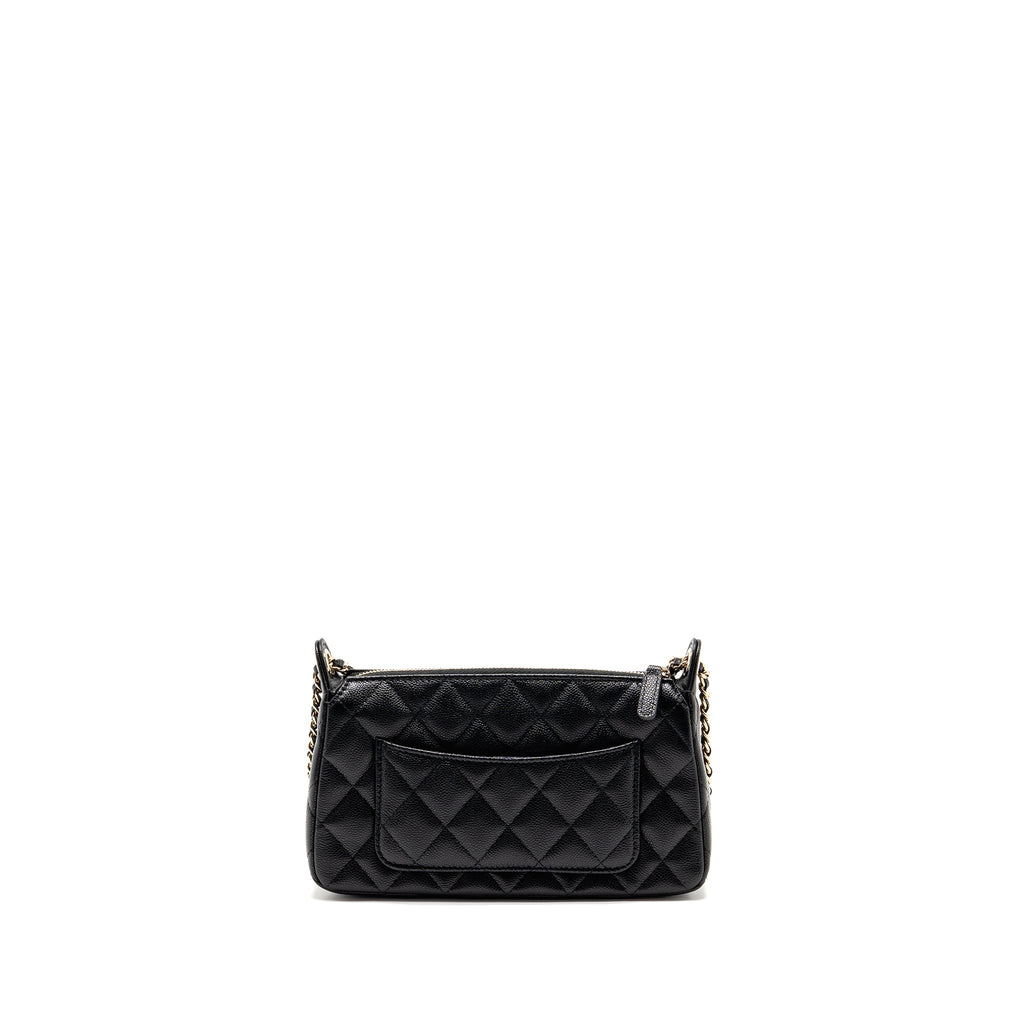 CHANEL 25A CLUTCH WITH CHAIN BAG CAVIAR BLACK LGHW