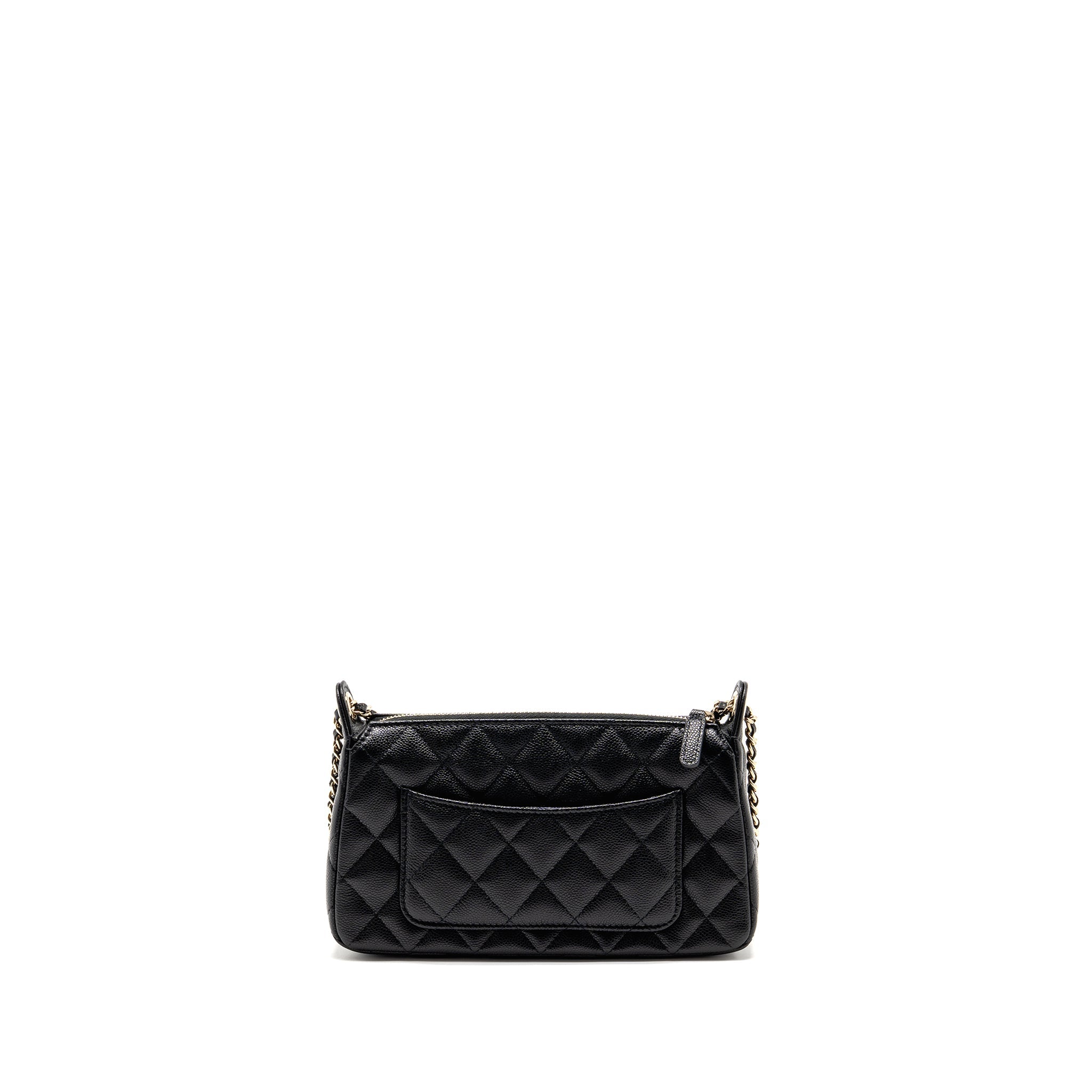 CHANEL 25A CLUTCH WITH CHAIN BAG CAVIAR BLACK LGHW