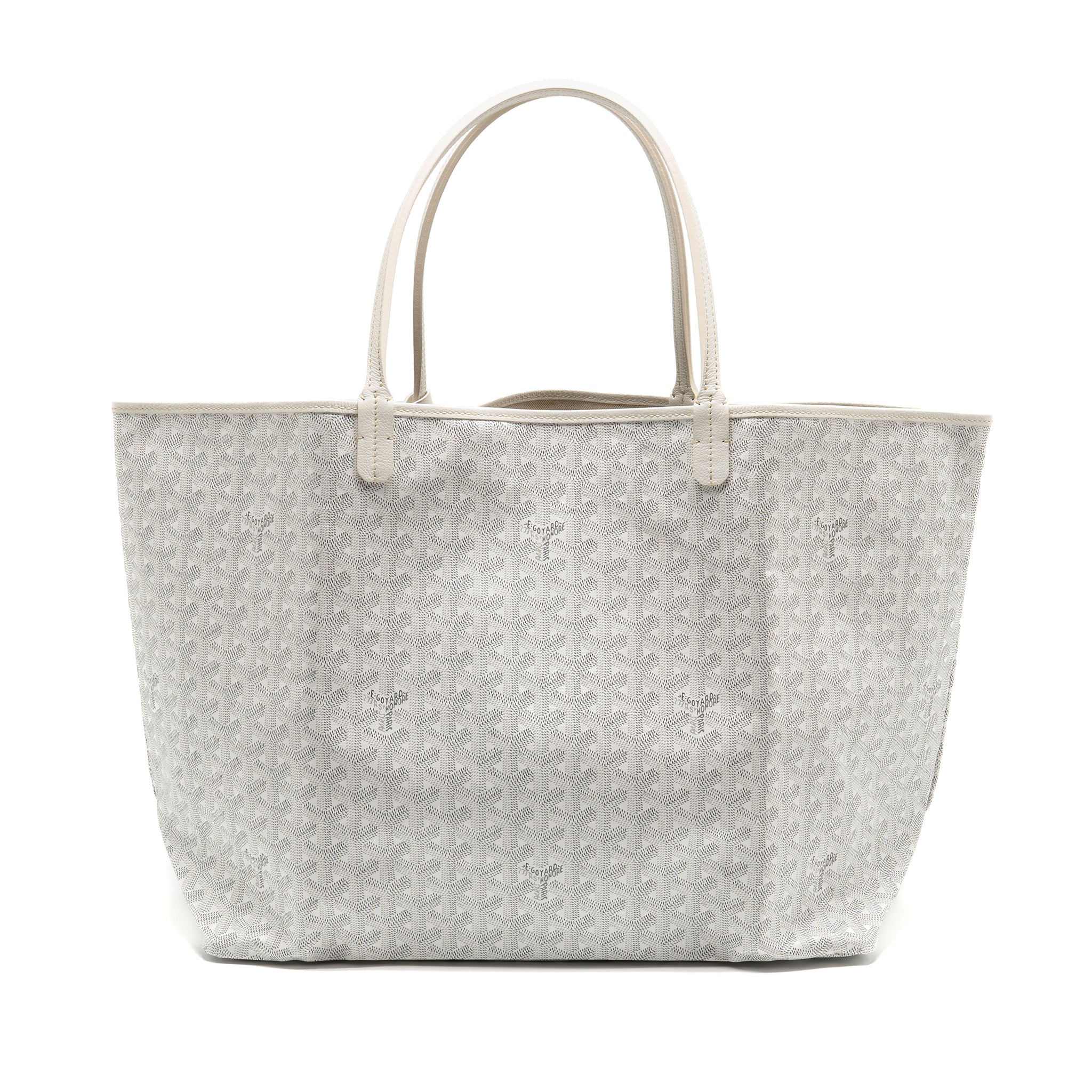GOYARD SAINT LOUIS TOTE GM BAG GOYARDINE CANVAS/CALFSKIN LEATHER WHITE SHW