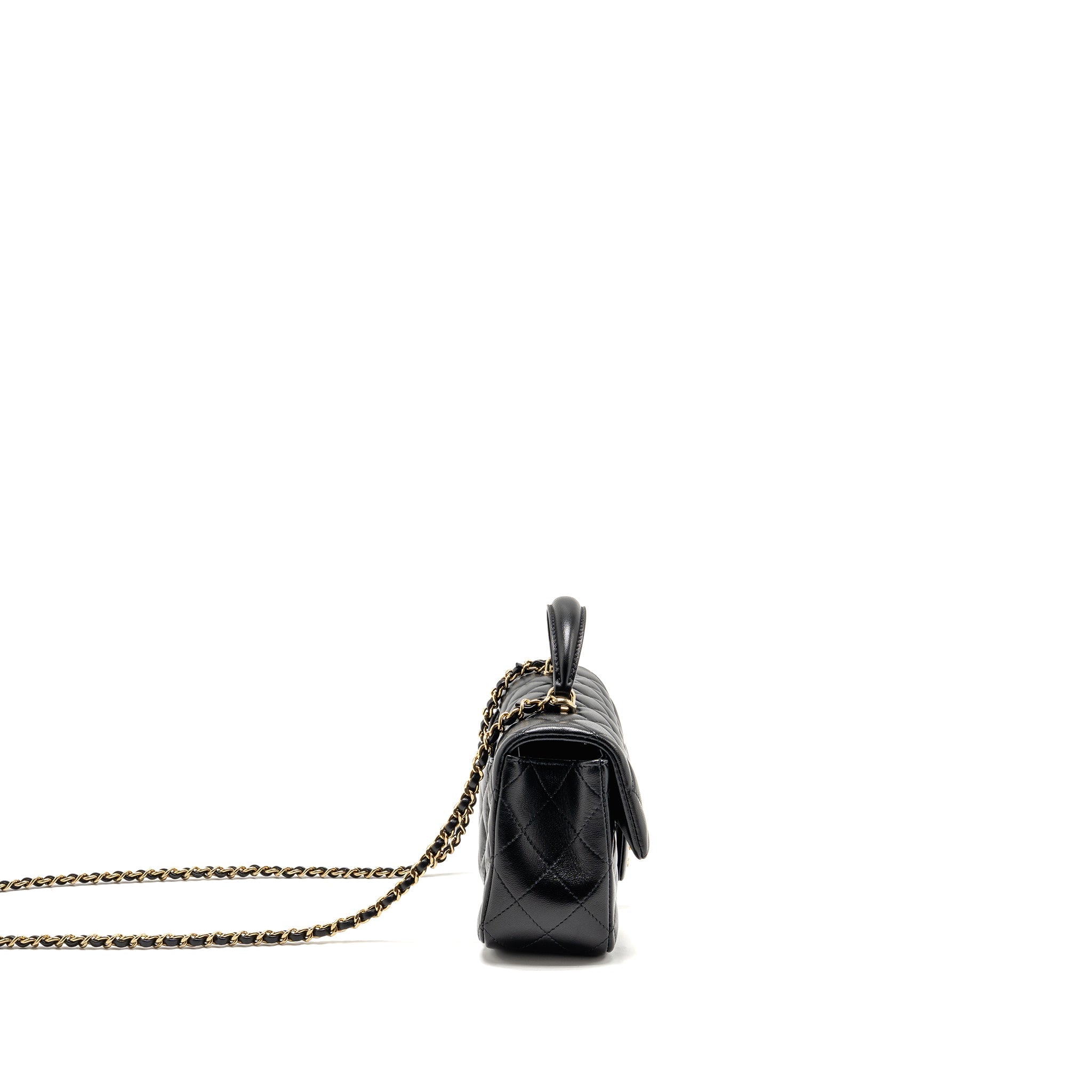 CHANEL TOP HANDLE MINI RECTANGULAR LAMBSKIN BLACK LGHW (MICROCHIP)
