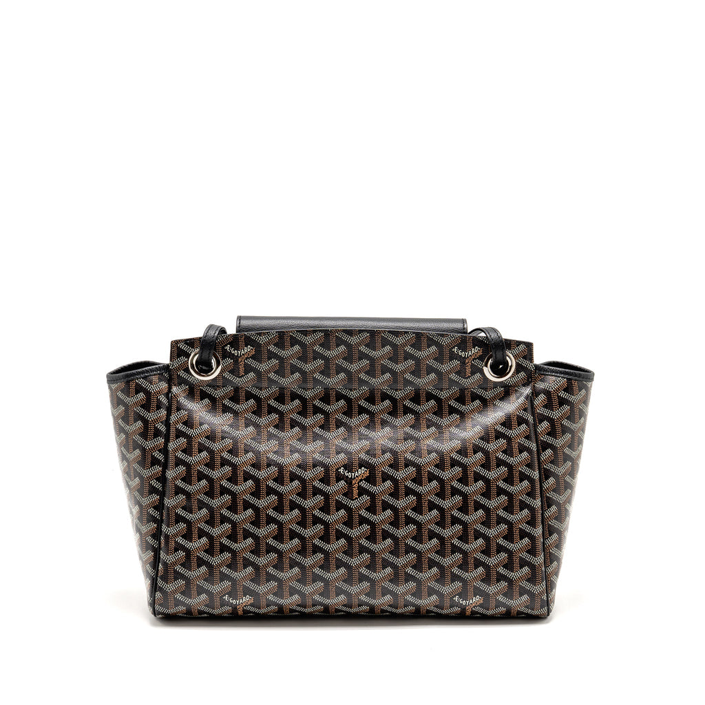 GOYARD ROUETTE TOTE BAG GOYARDLINE CANVAS/CALFSKIN BLACK SHW