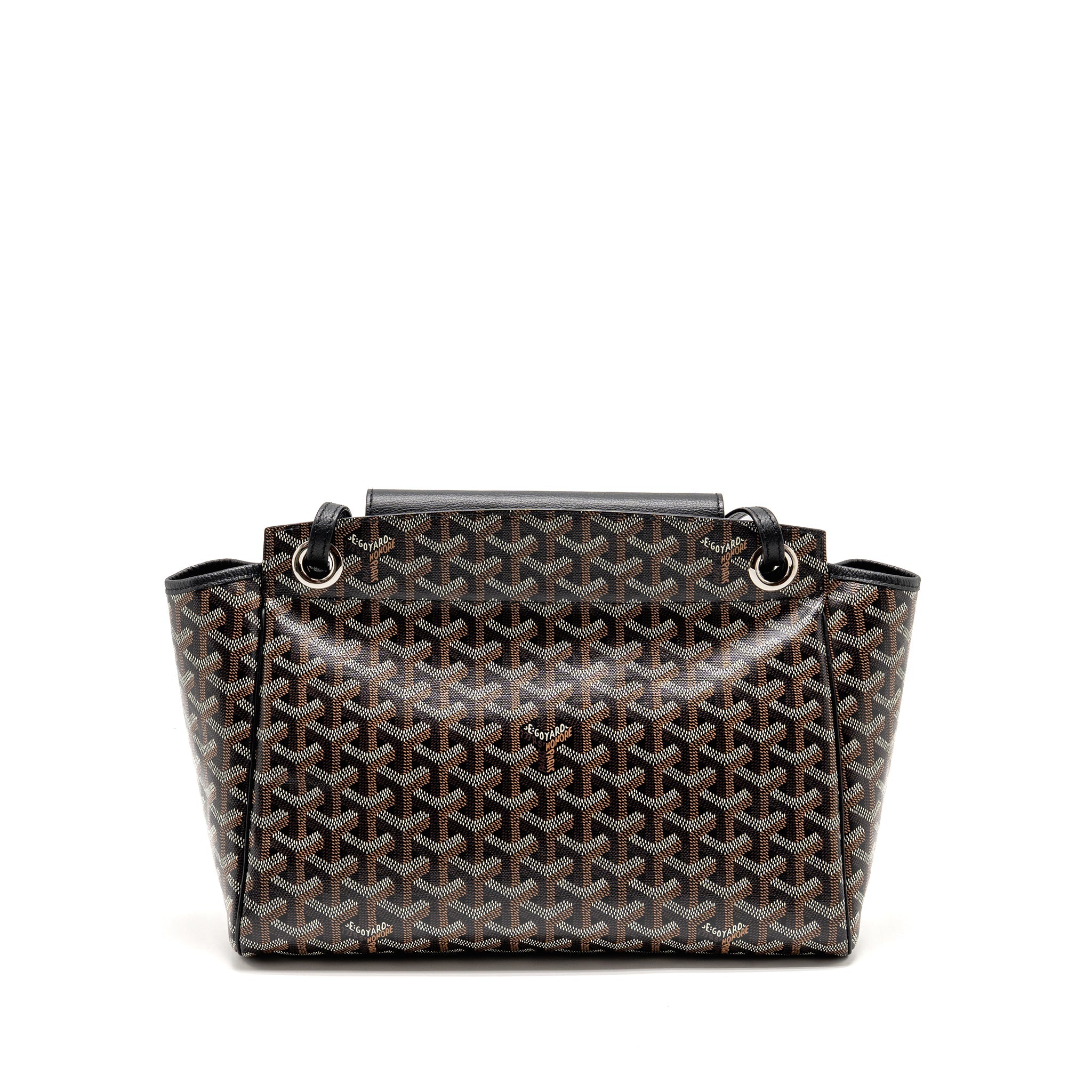 GOYARD ROUETTE TOTE BAG GOYARDLINE CANVAS/CALFSKIN BLACK SHW