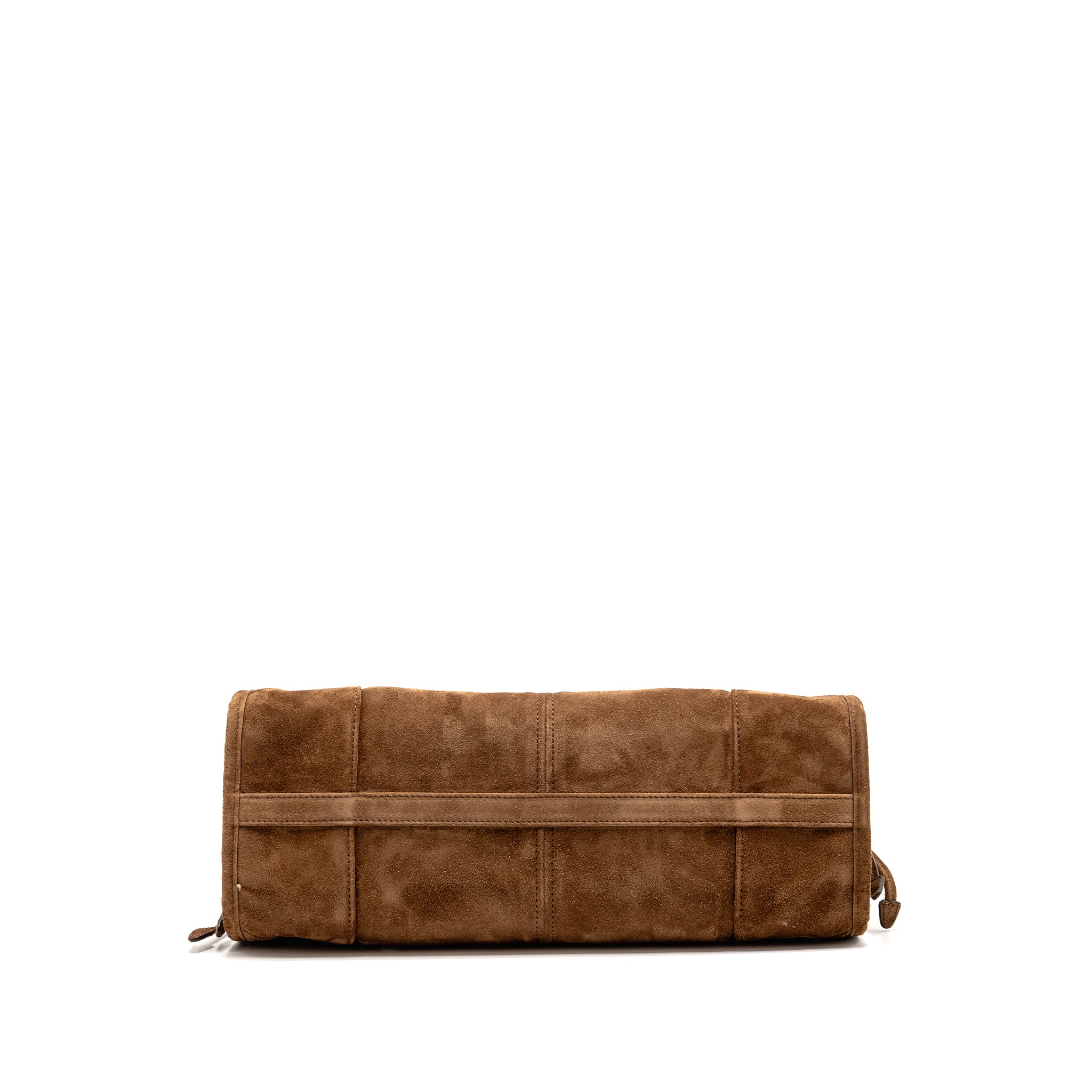 PRADA MEDIUM BONNIE HANDBAG SUEDE LEATHER BROWN GHW