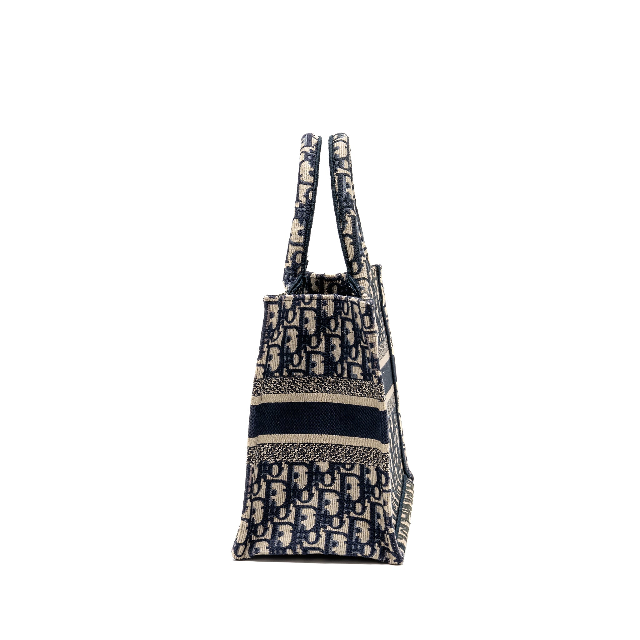 DIOR SMALL BOOK TOTE BLUE/ECRU DIOR OBLIQUE EMBROIDRY