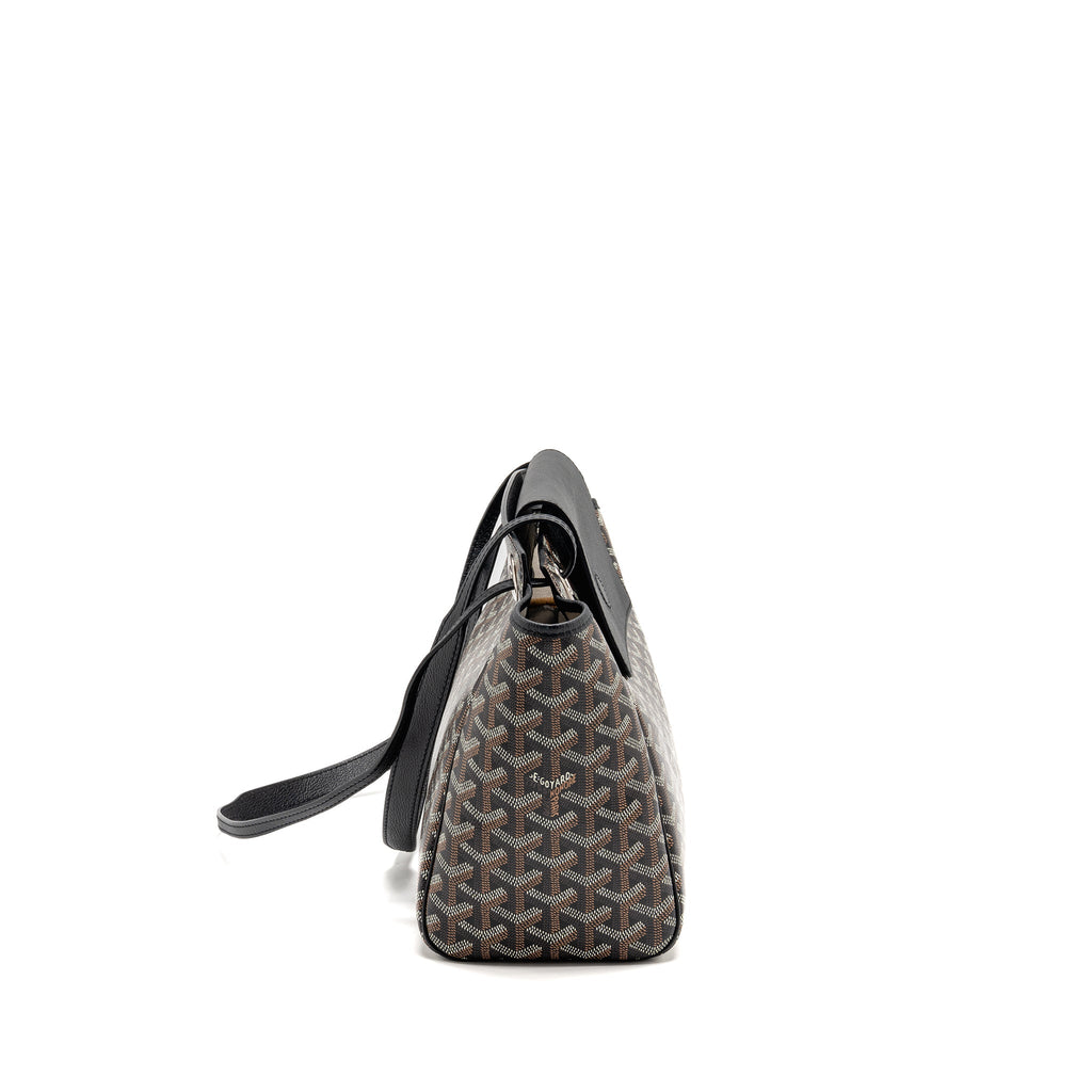 GOYARD ROUETTE TOTE BAG GOYARDLINE CANVAS/CALFSKIN BLACK SHW