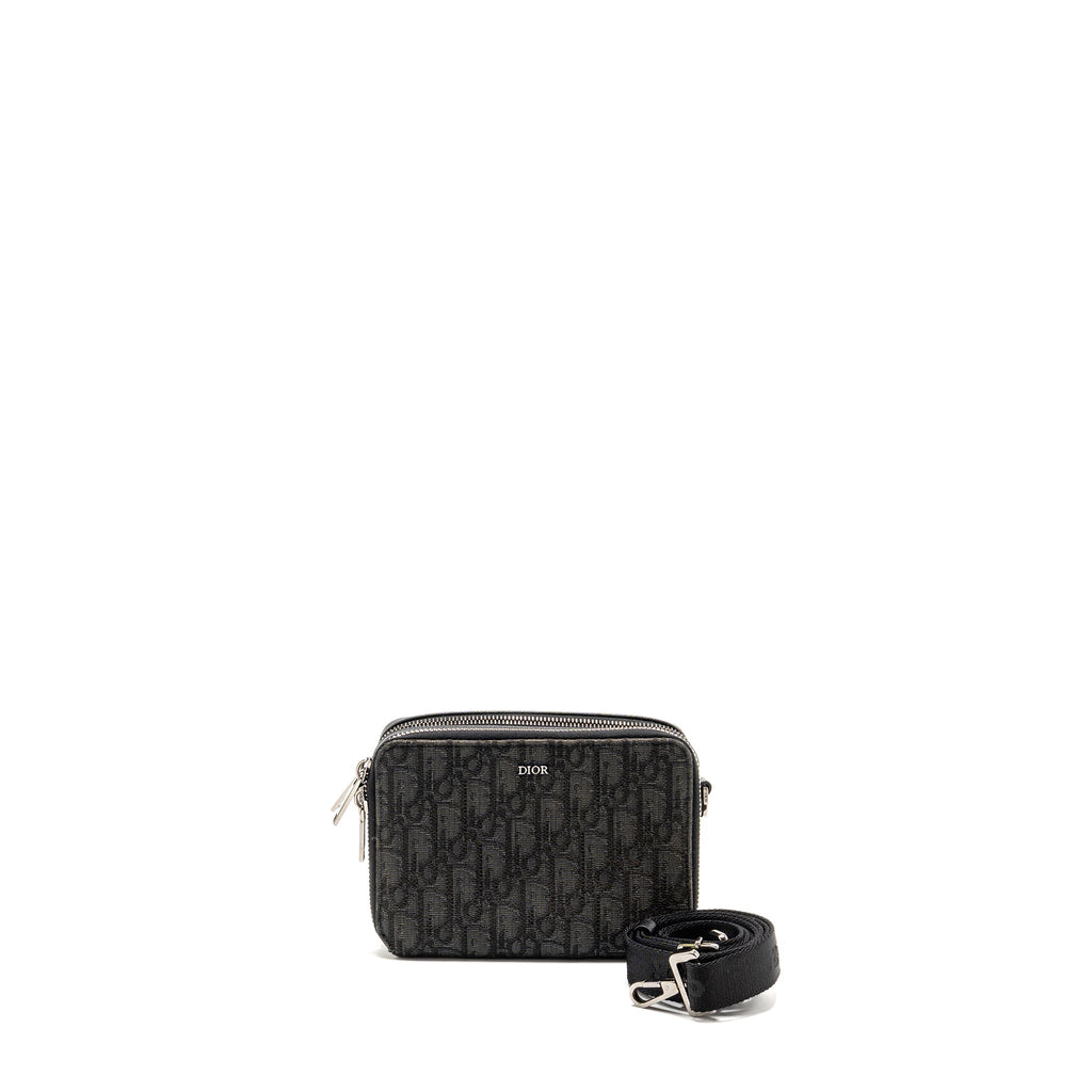 DIOR WALLET ON STRAP OBLIQUE CANVAS/LEATHER BLACK SHW