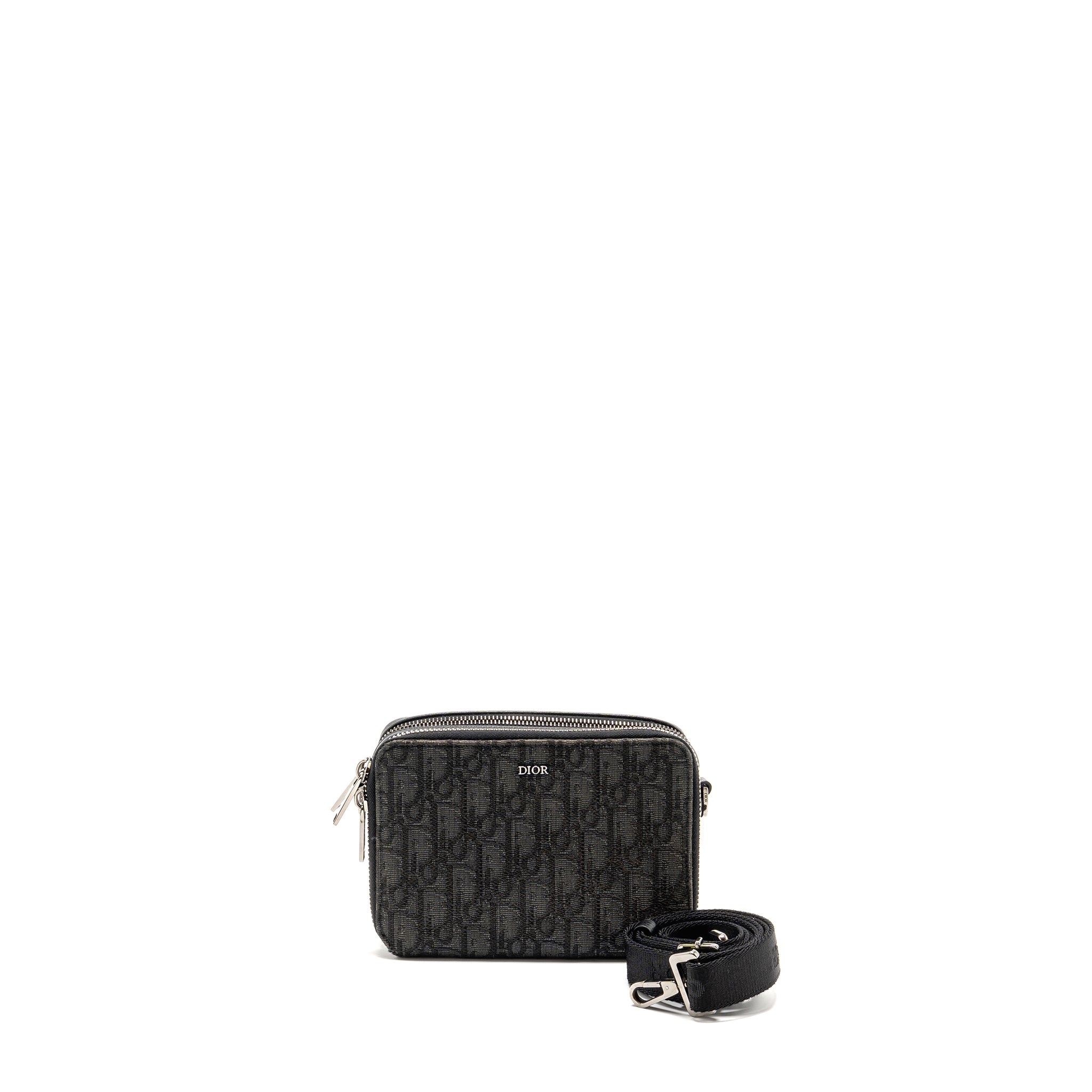 DIOR WALLET ON STRAP OBLIQUE CANVAS/LEATHER BLACK SHW