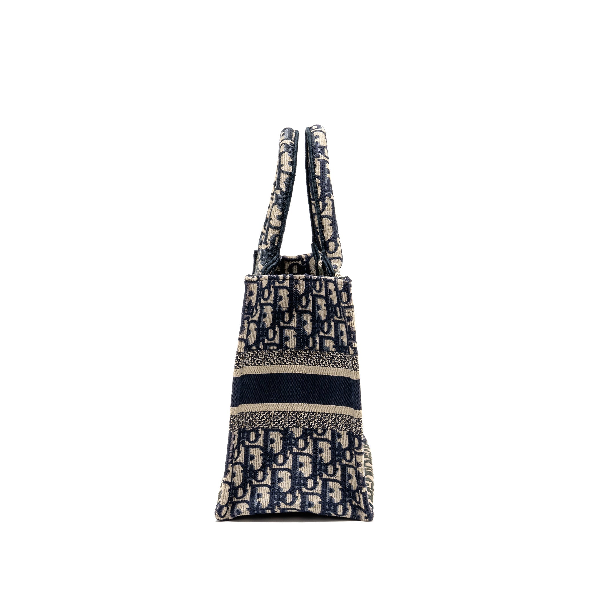 DIOR SMALL BOOK TOTE BLUE/ECRU DIOR OBLIQUE EMBROIDRY