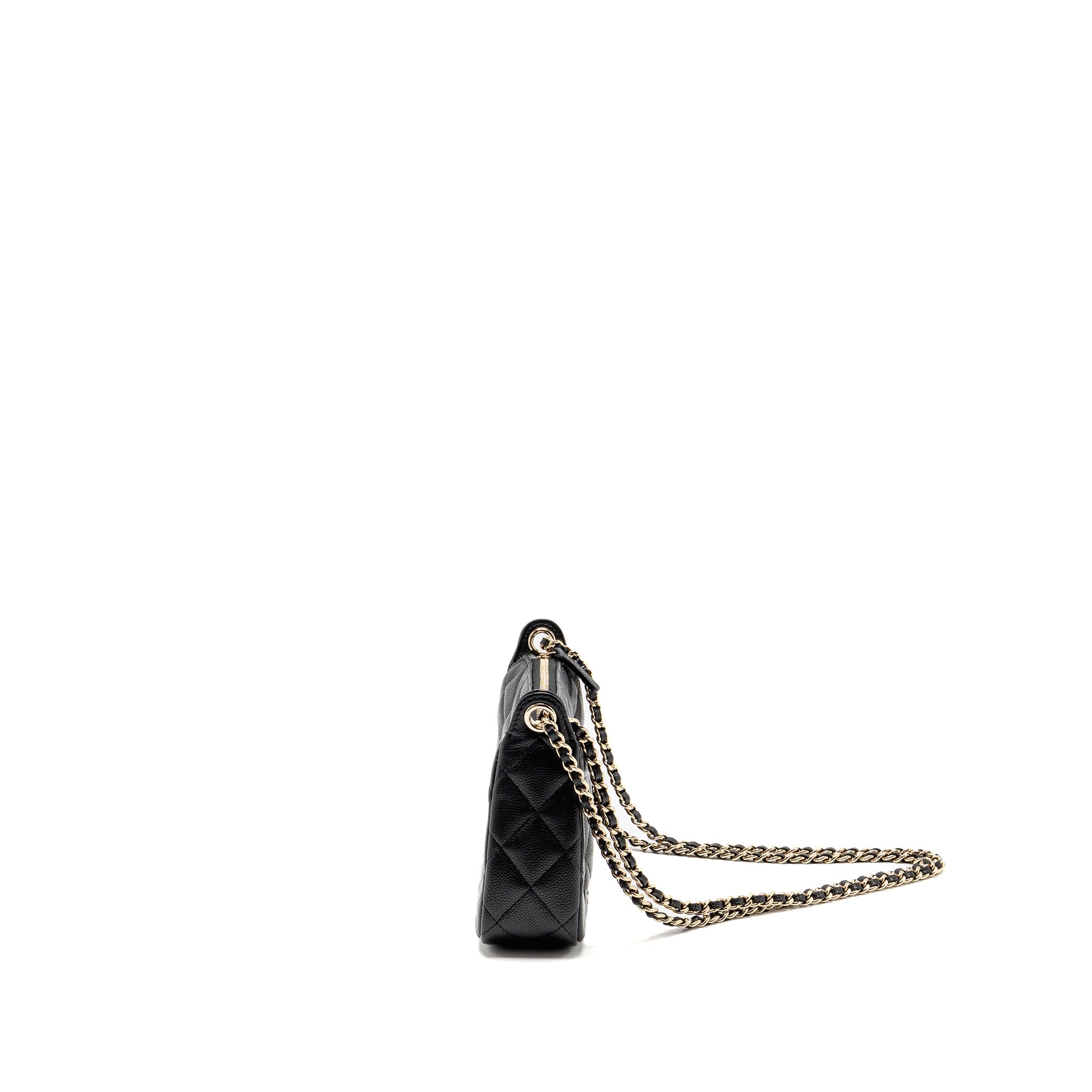CHANEL 25A CLUTCH WITH CHAIN BAG CAVIAR BLACK LGHW