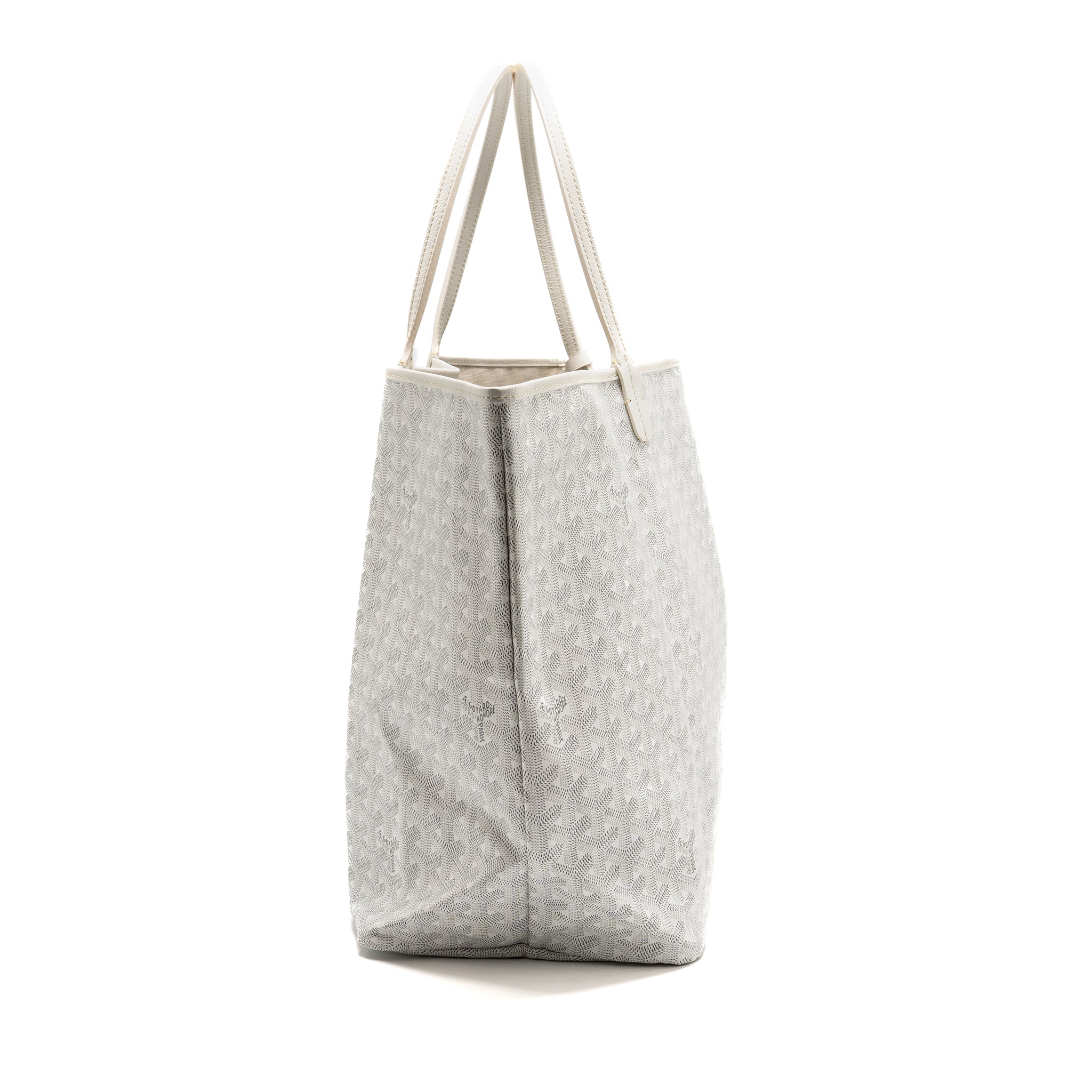 GOYARD SAINT LOUIS TOTE GM BAG GOYARDINE CANVAS/CALFSKIN LEATHER WHITE SHW