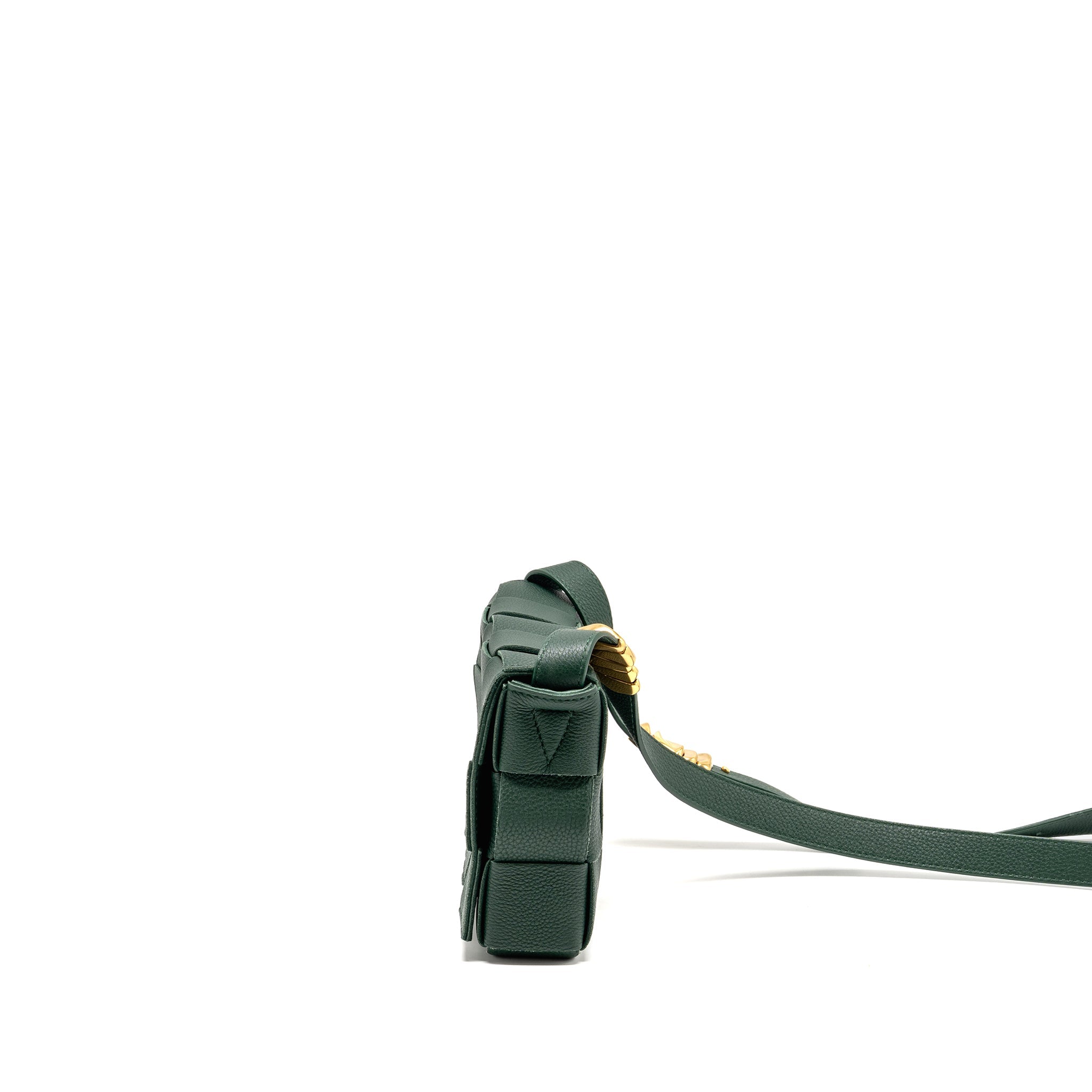 BOTTEGA VENETA SMALL CASSETTE BAG CHARM STRAP LIMITED EDITION CALFSKIN GREEN GHW