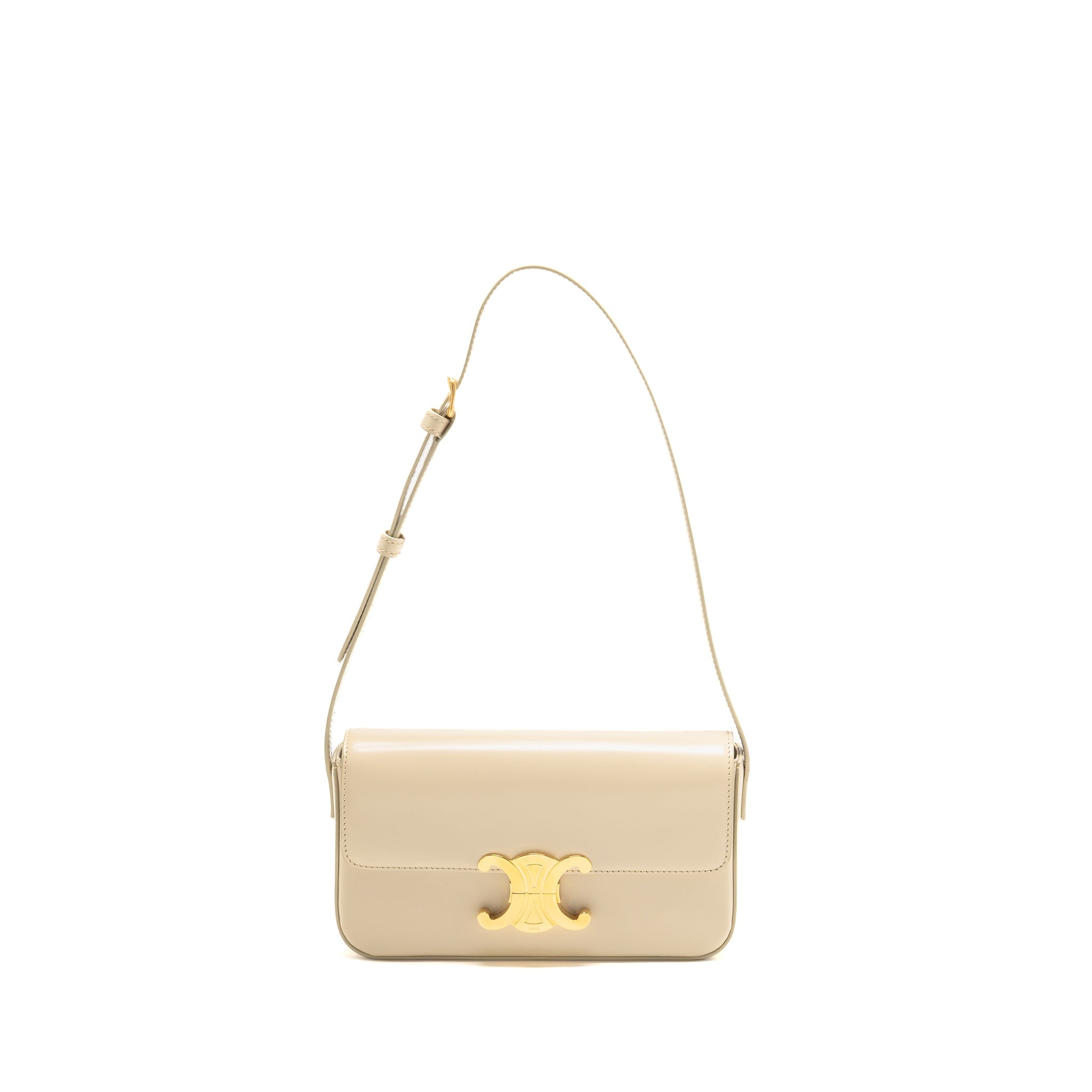 CELINE TRIOMPHE SHOUDER BAG SHINY CALFSKIN IVORY GHW