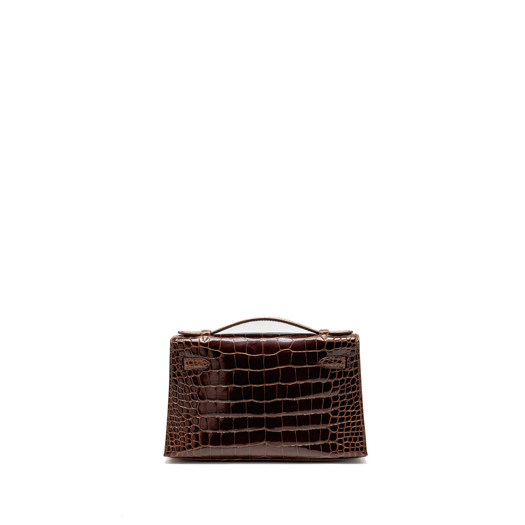HERMES KELLY POCHETTE SHINY ALLIGATOR MISSISSIPPIENSIS 33 MIEL SHW SQUARE M