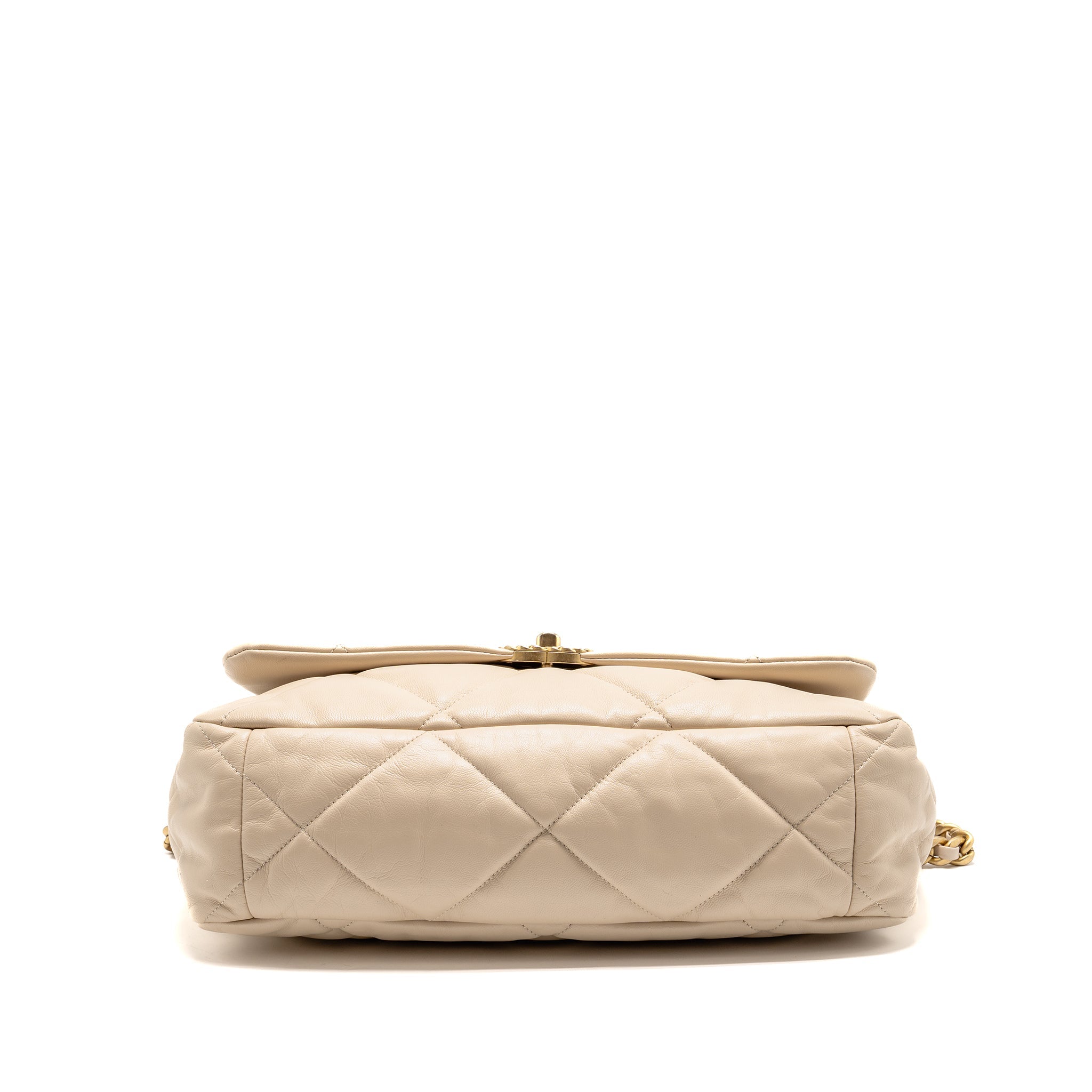 CHANEL MAXI 19 BAG GOATSKIN BEIGE MULTICOLOR HARDWARE
