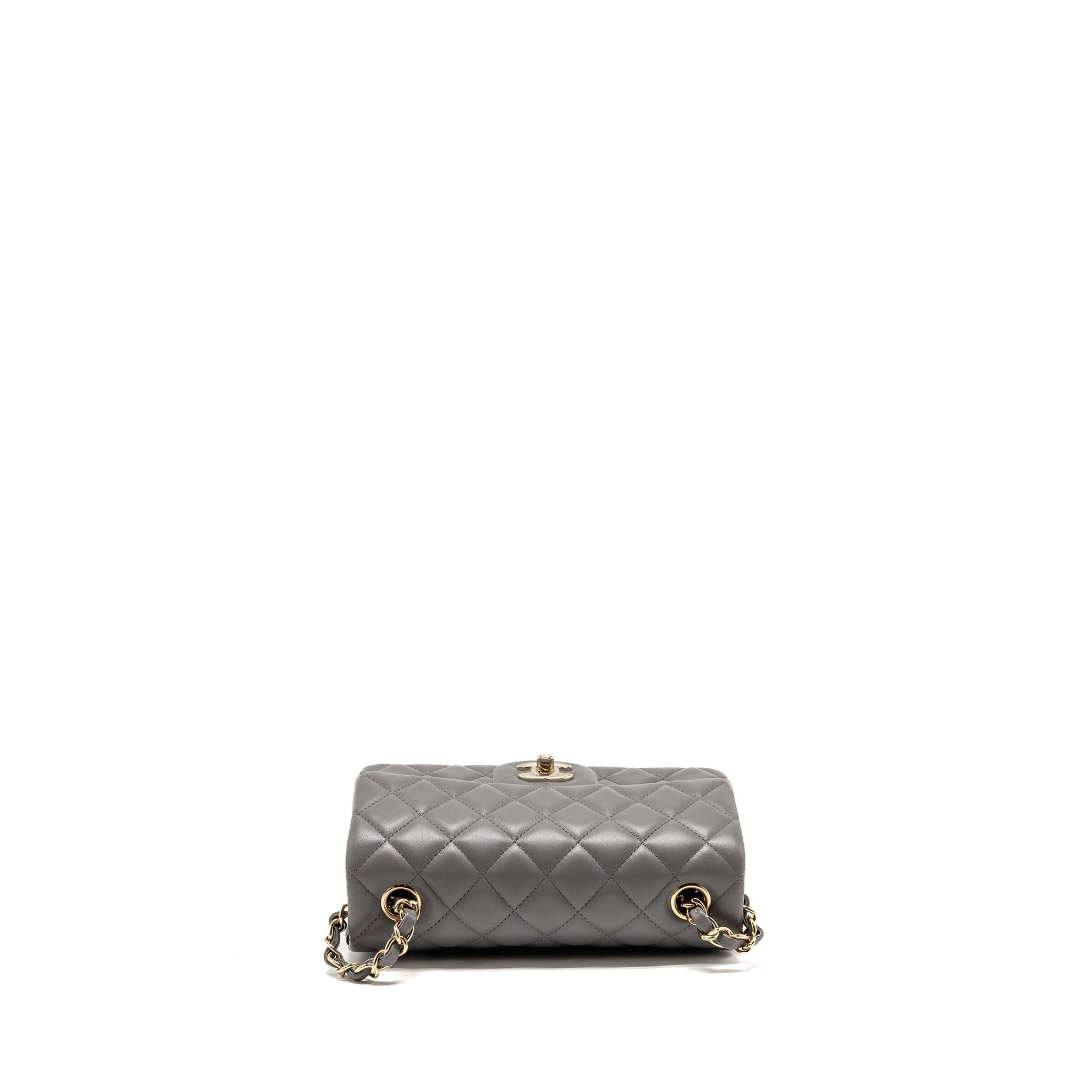CHANEL MINI RECTANGULAR FLAP BAG LAMBSKIN GREY LGHW (MICROCHIP)