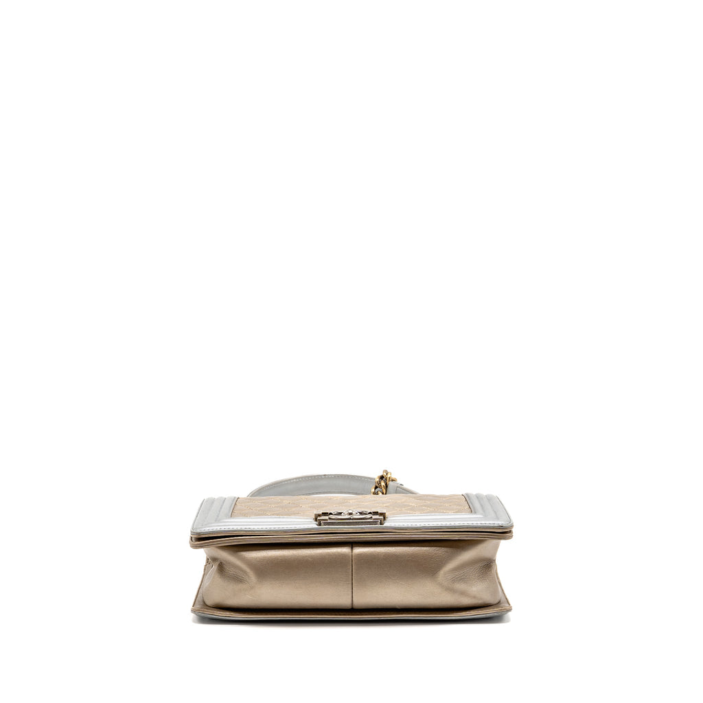 CHANEL MEDIUM BOY BAG METALLIZED CALFSKIN BRONZE/SILVER MULTICOLOURED HARDWARE