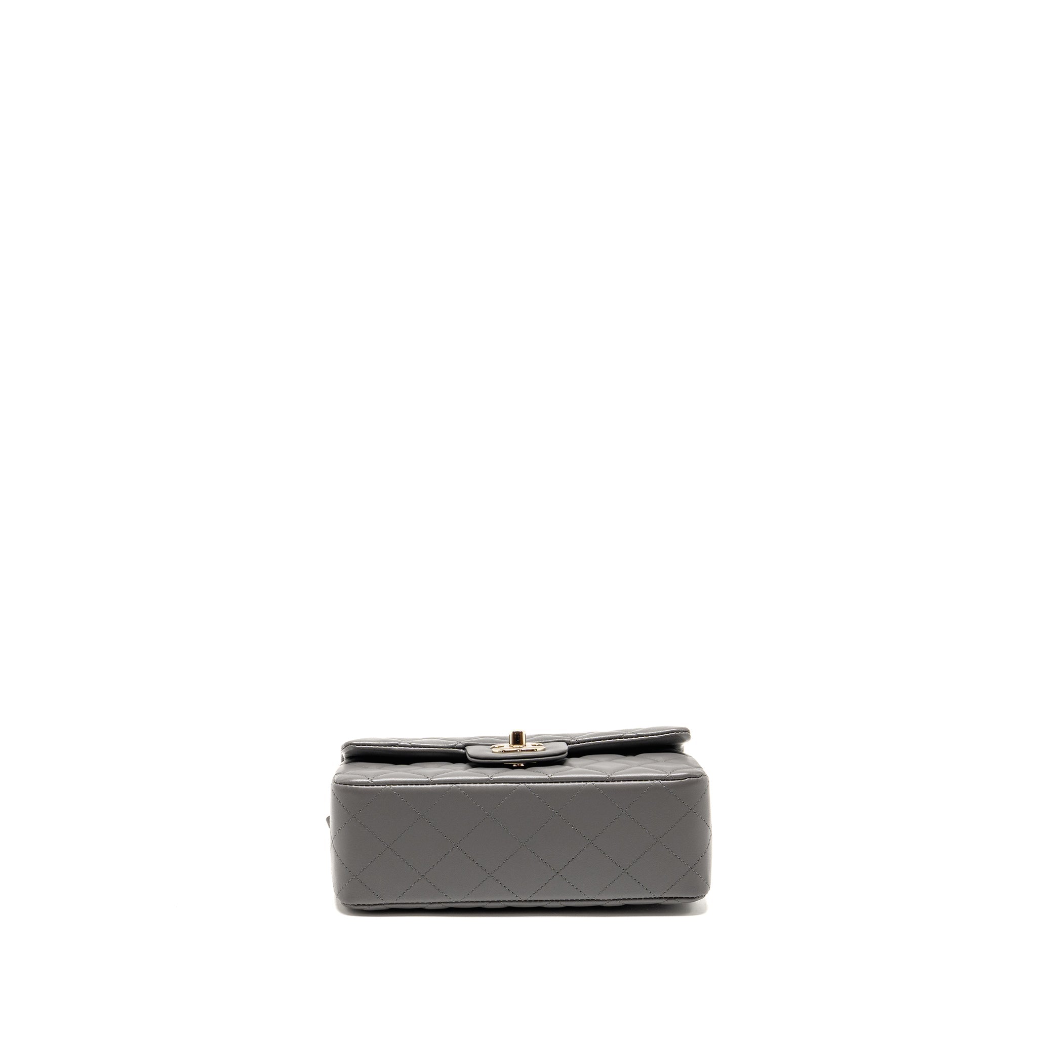 CHANEL MINI RECTANGULAR FLAP BAG LAMBSKIN GREY LGHW (MICROCHIP)