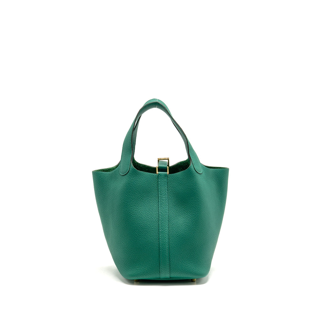 HERMES PICOTIN 18 LOCK BAG TAURILLON MAURICE VERT JADE GHW