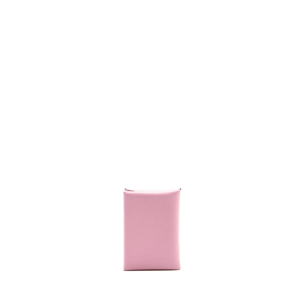 HERMES CALVI DUO CARD HOLDER EPSOM X9 MAUVE SYLVESTRE