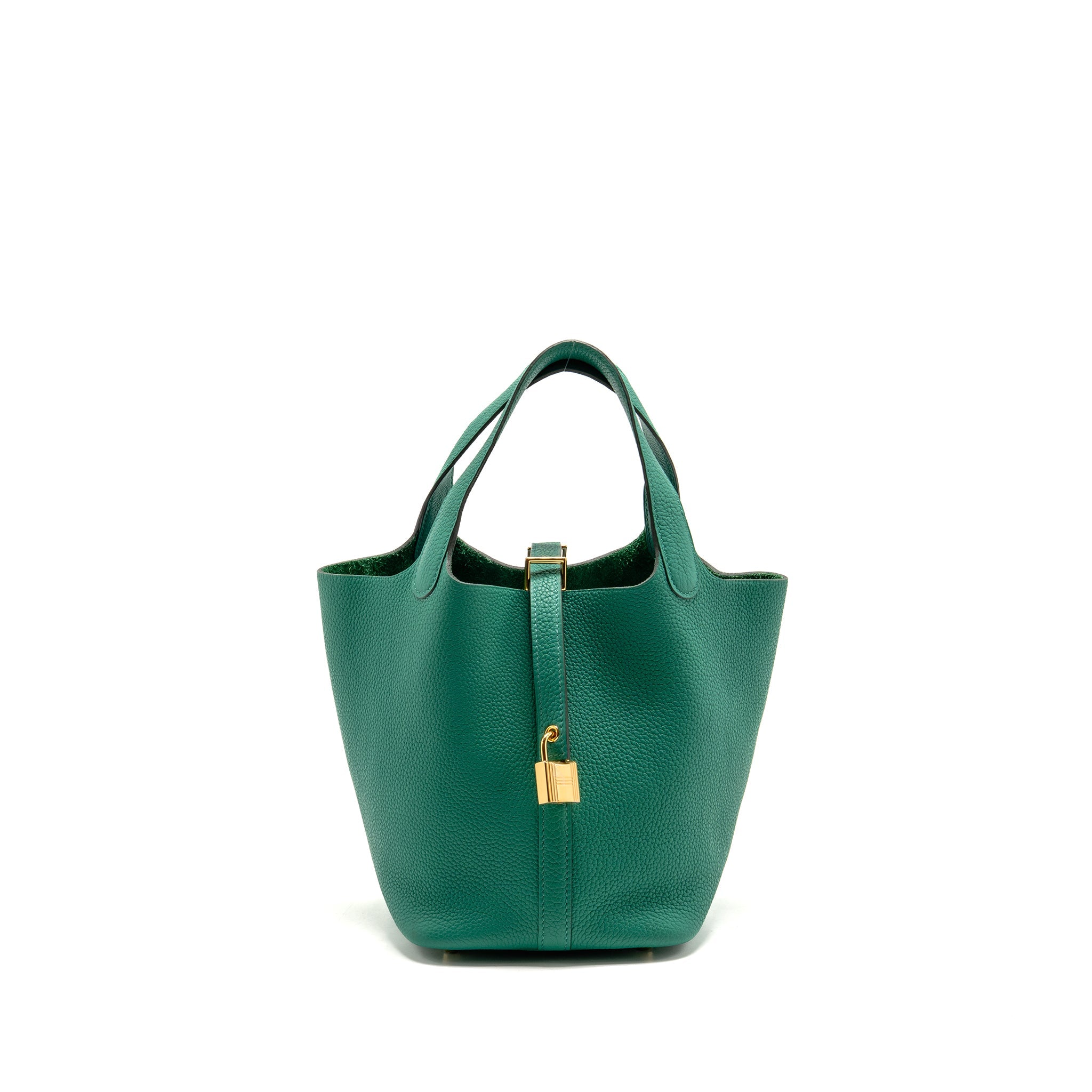 HERMES PICOTIN 18 LOCK BAG TAURILLON MAURICE VERT JADE GHW