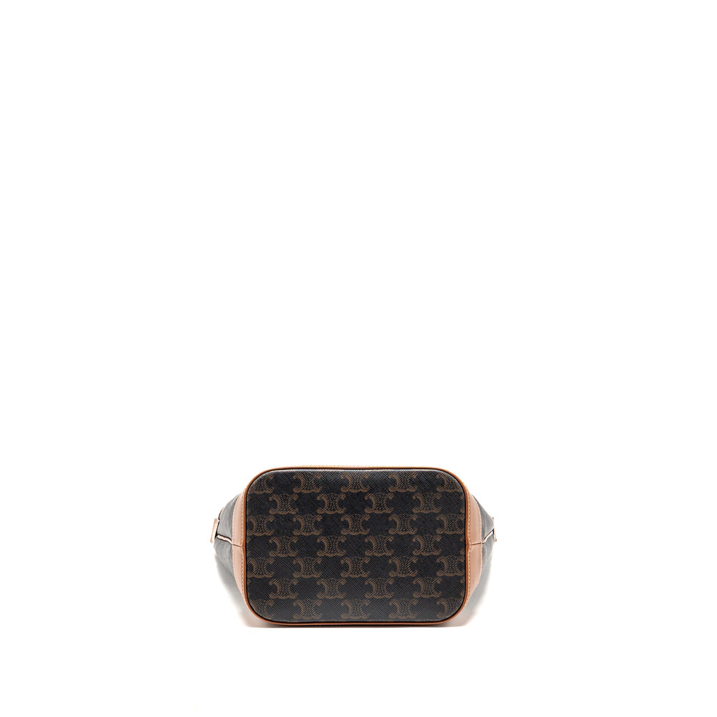 CELINE SMALL BUCKET BAG TRIOMPHE CANVAS/ LEATHER GHW