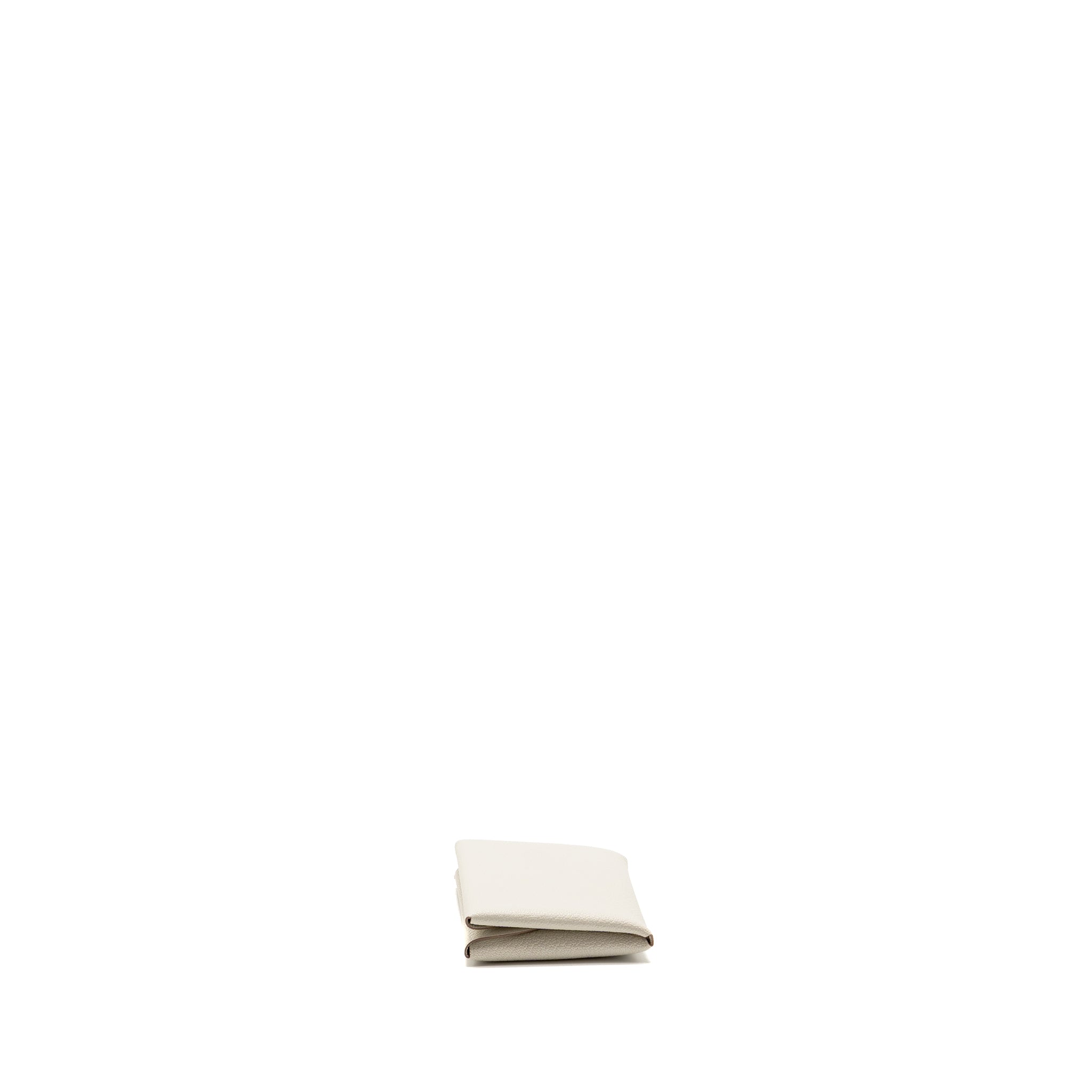 HERMES CALVI DUO CARD HOLDER CHEVRE MYSORE GOATSKIN GRIS PALE SHW