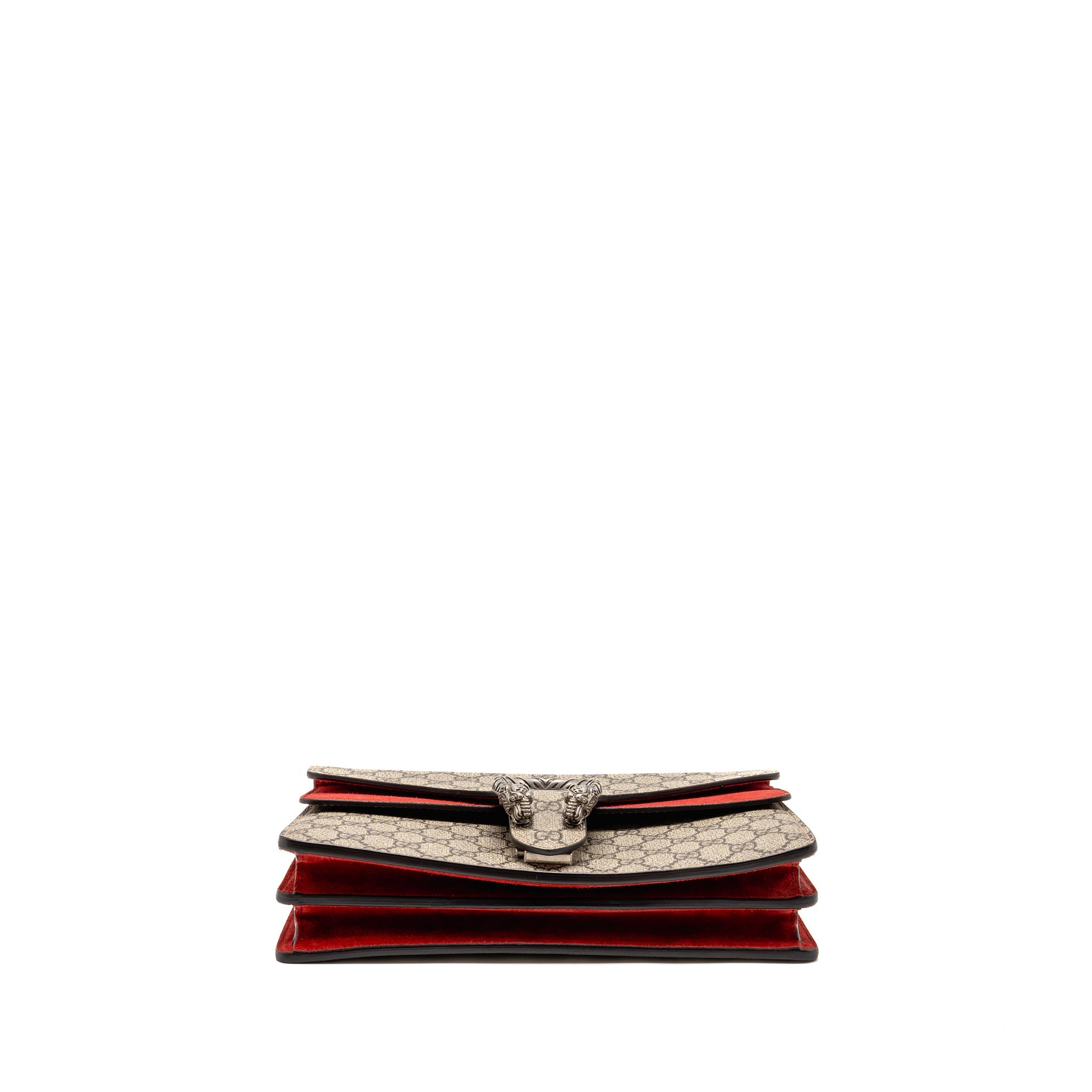 GUCCI SMALL DIONYSUS SHOULDER BAG GG SUPREME CANVAS/SUEDE RED SHW