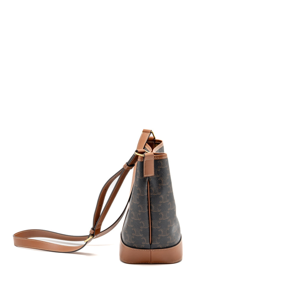 CELINE SMALL BUCKET BAG TRIOMPHE CANVAS/ LEATHER GHW