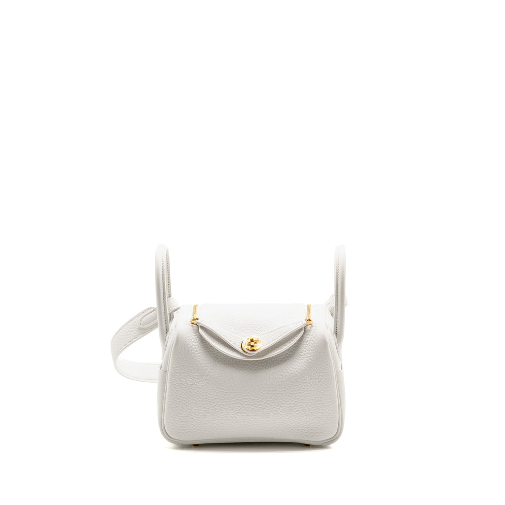 HERMES MINI LINDY CLEMENCE NEW WHITE GHW