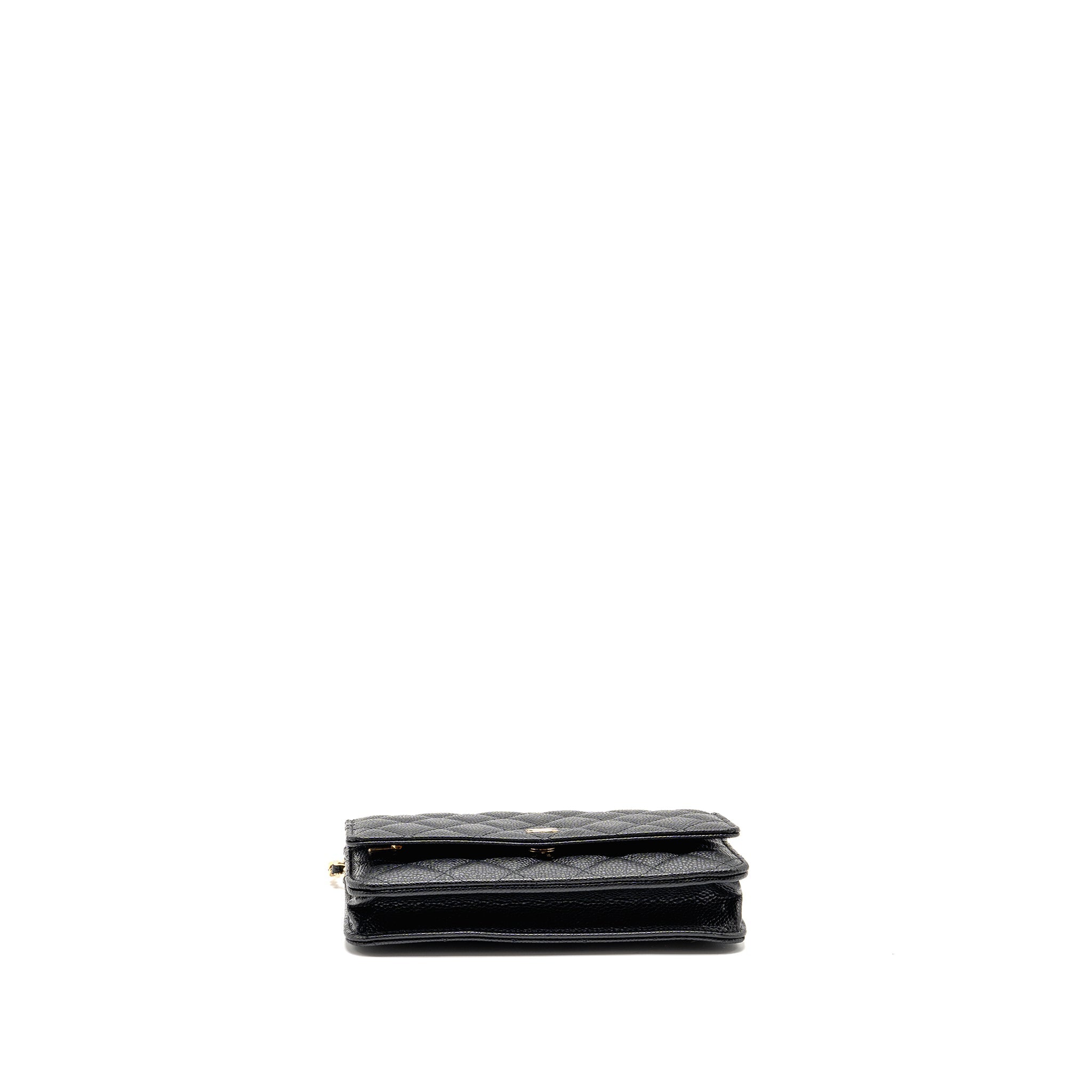 CHANEL CLASSIC WALLET ON CHAIN CAVIAR BLACK GHW (MICROCHIP)