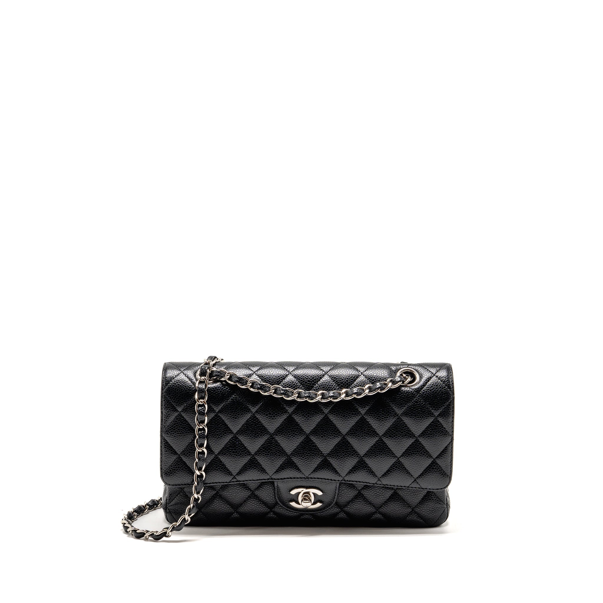 CHANEL MEDIUM CLASSIC DOUBLE FLAP BAG CAVIAR BLACK SHW