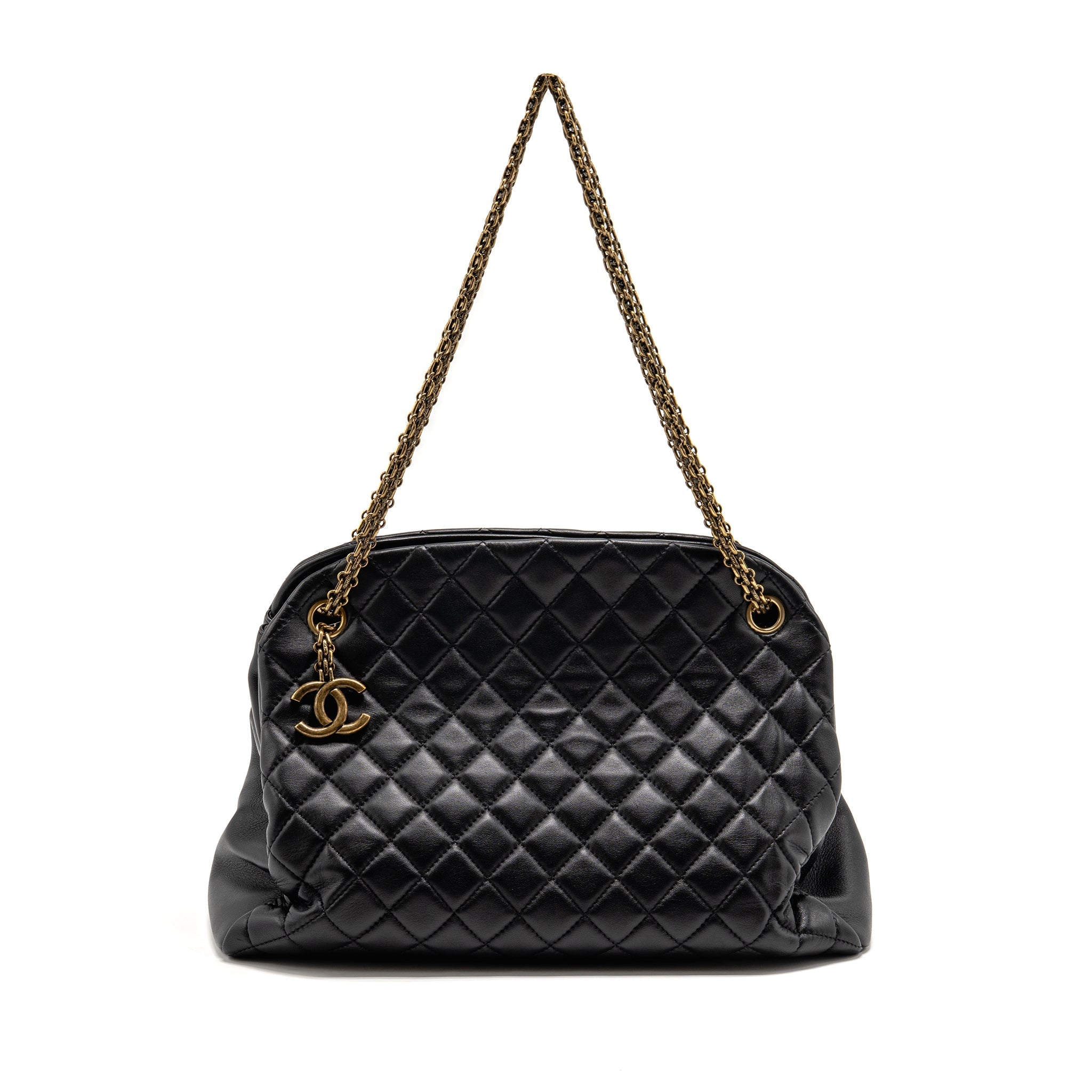 CHANEL JUST MADEMOISELLE BOWLING BAG LAMBSKIN BLACK GHW